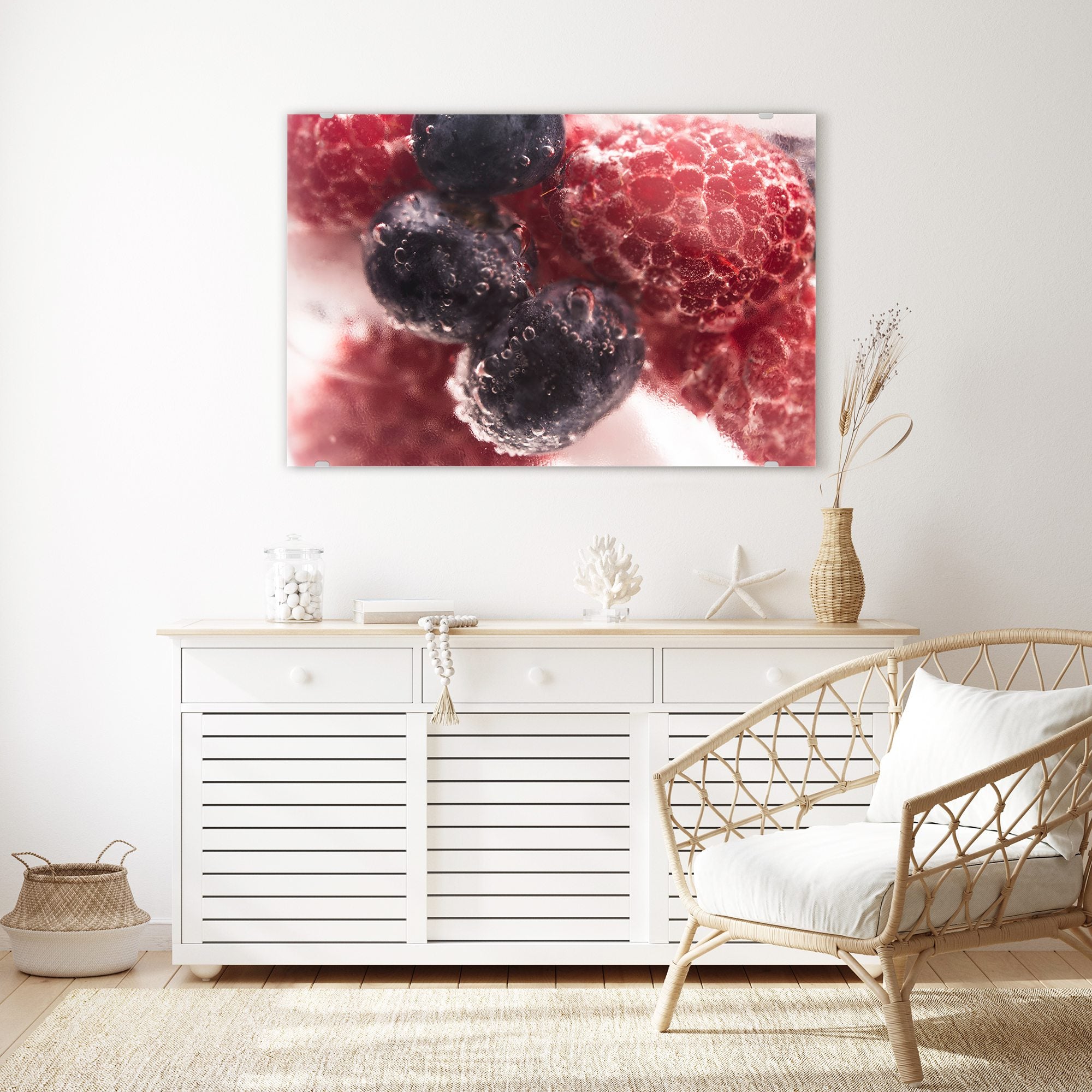 Wandbild - Gefrorene Beeren mit Tropfen