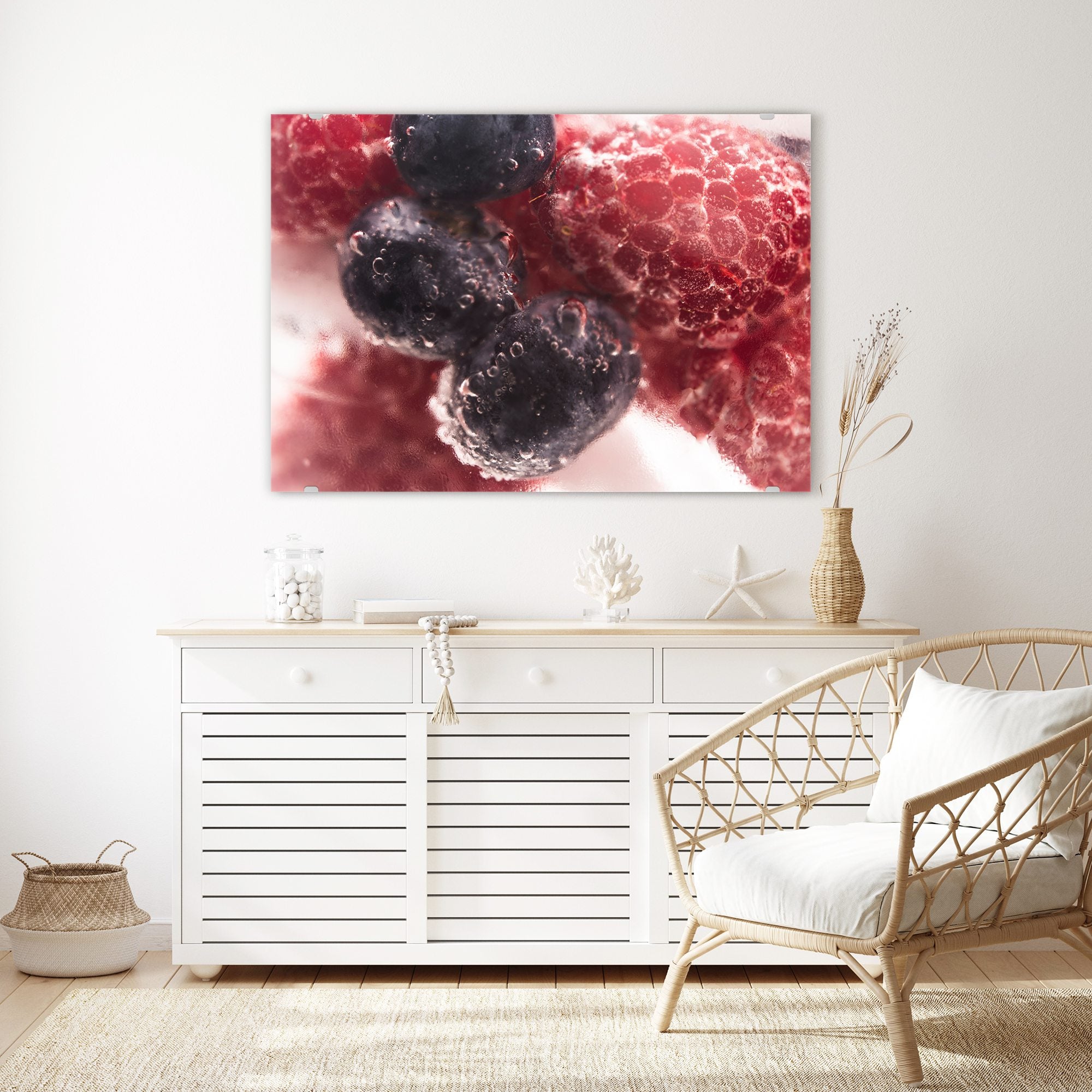 Wandbild - Gefrorene Beeren mit Tropfen