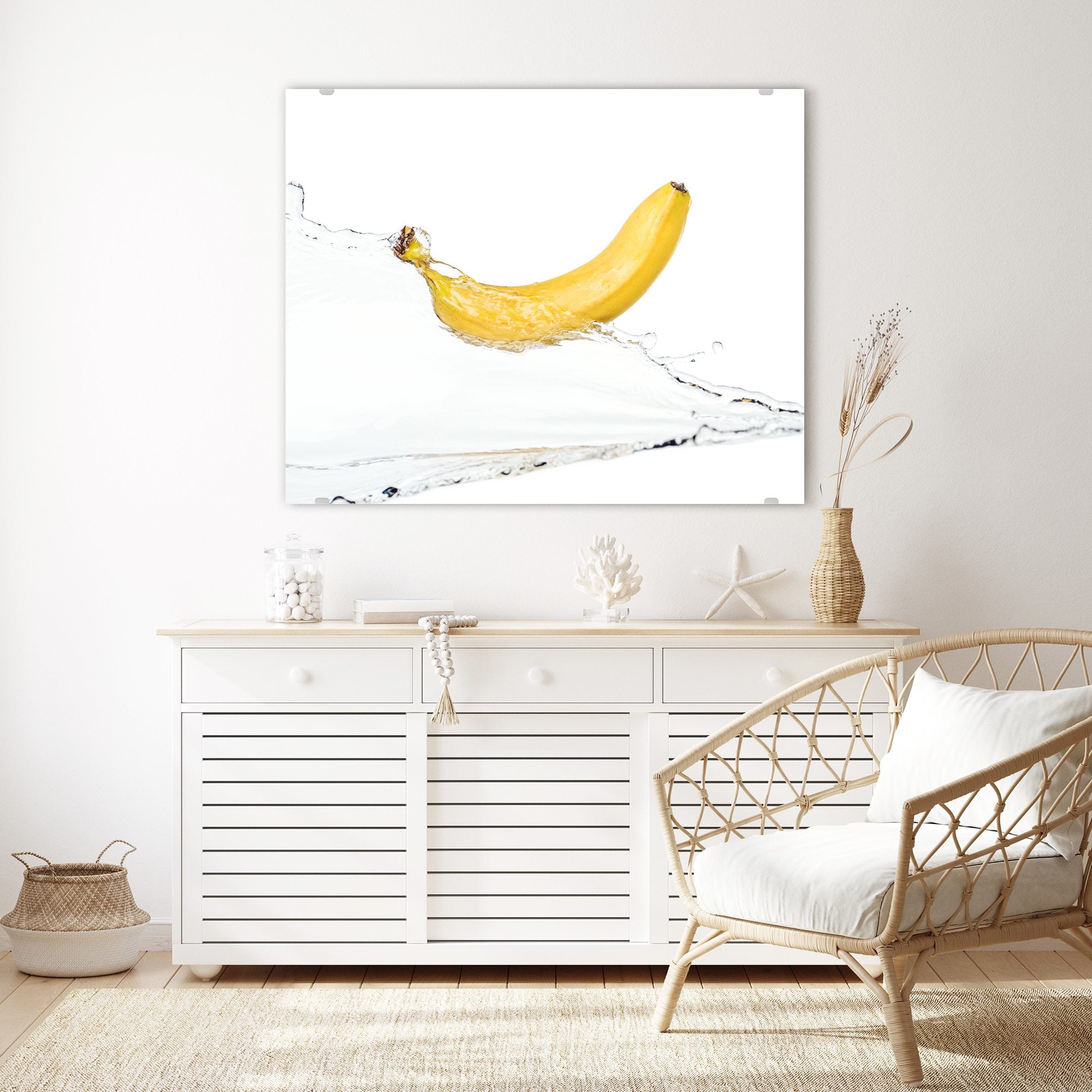 Wandbild - Banane auf Wassersplash