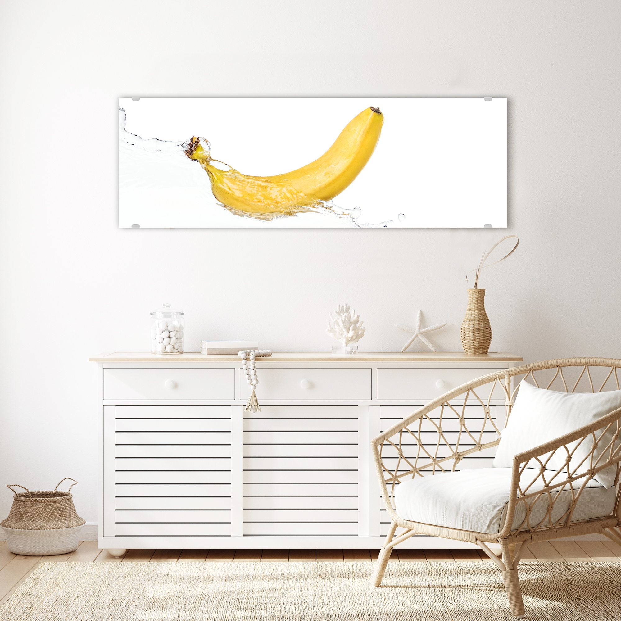 Wandbild - Banane auf Wassersplash