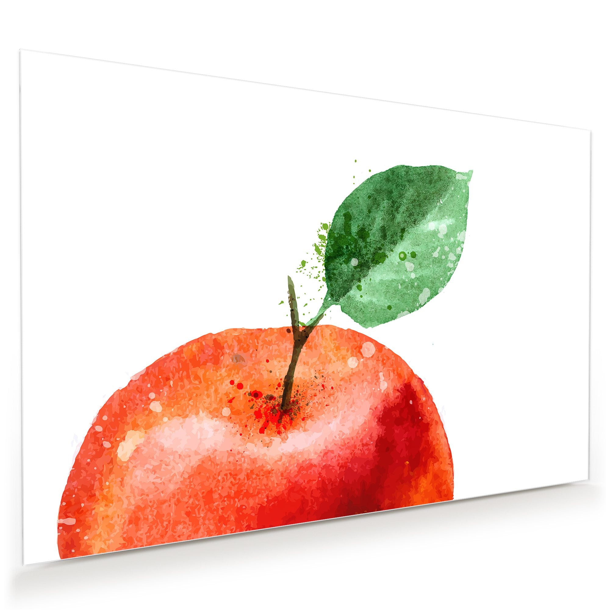 Wandbild - Apfel mit Blatt Aquarell