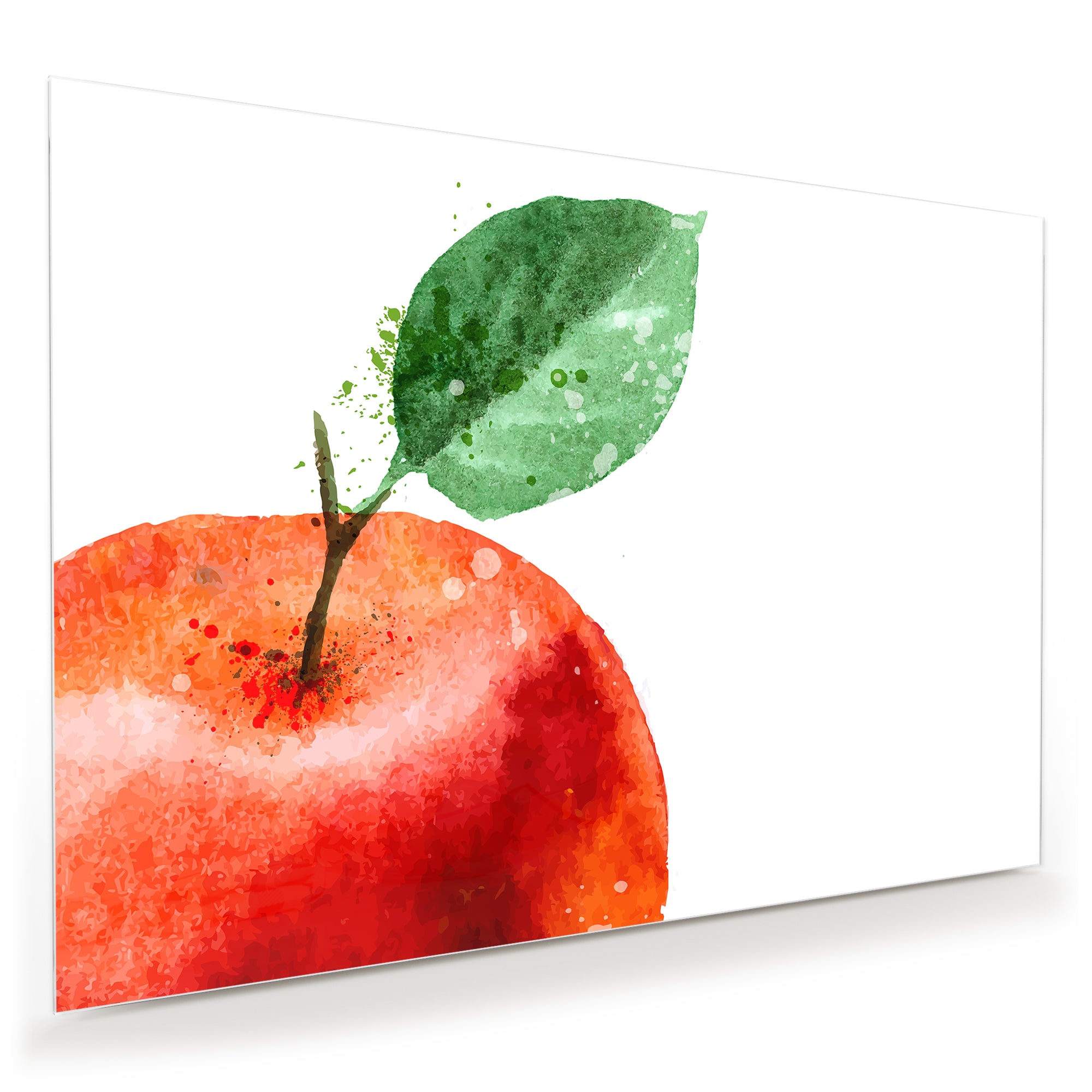 Wandbild - Apfel mit Blatt Aquarell