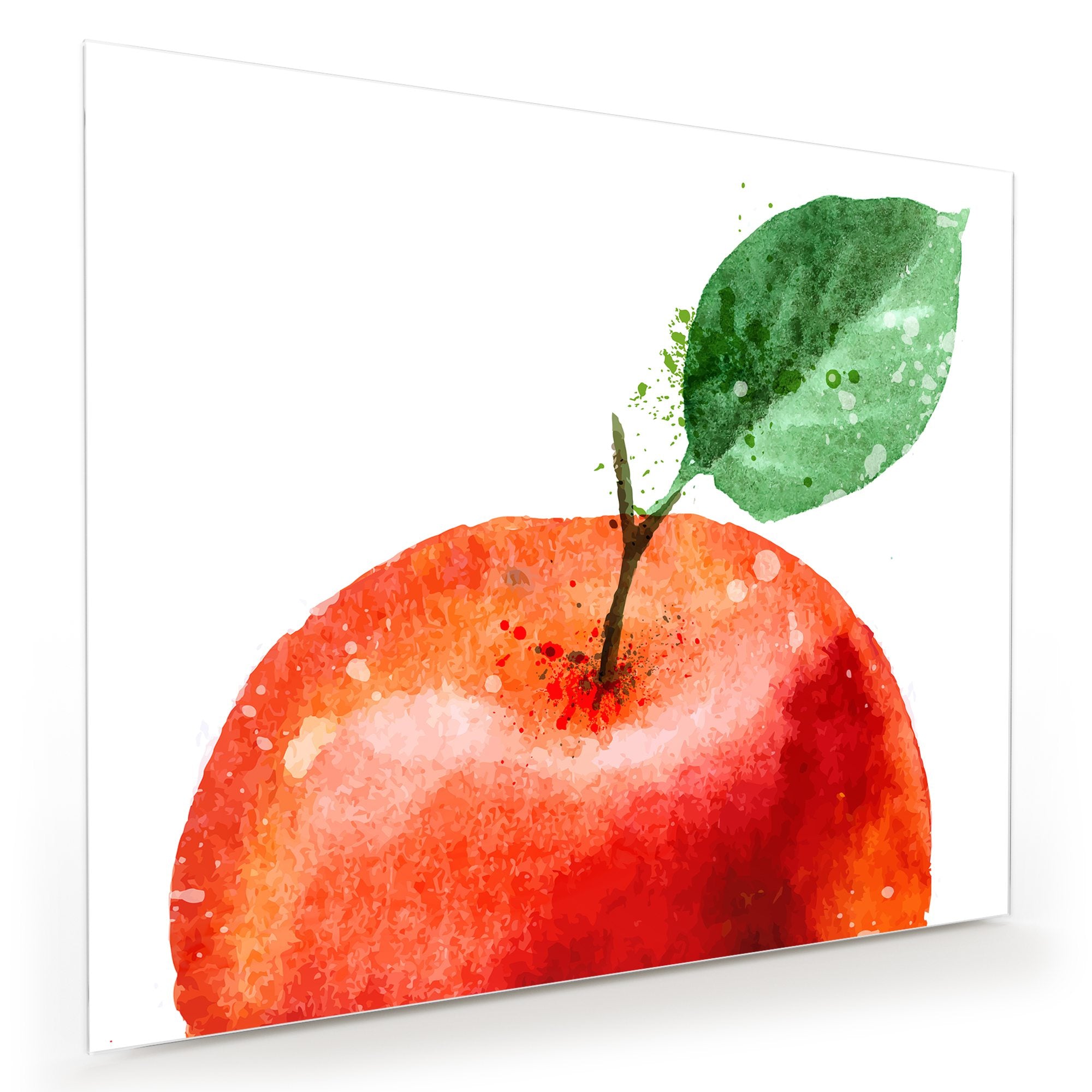 Wandbild - Apfel mit Blatt Aquarell