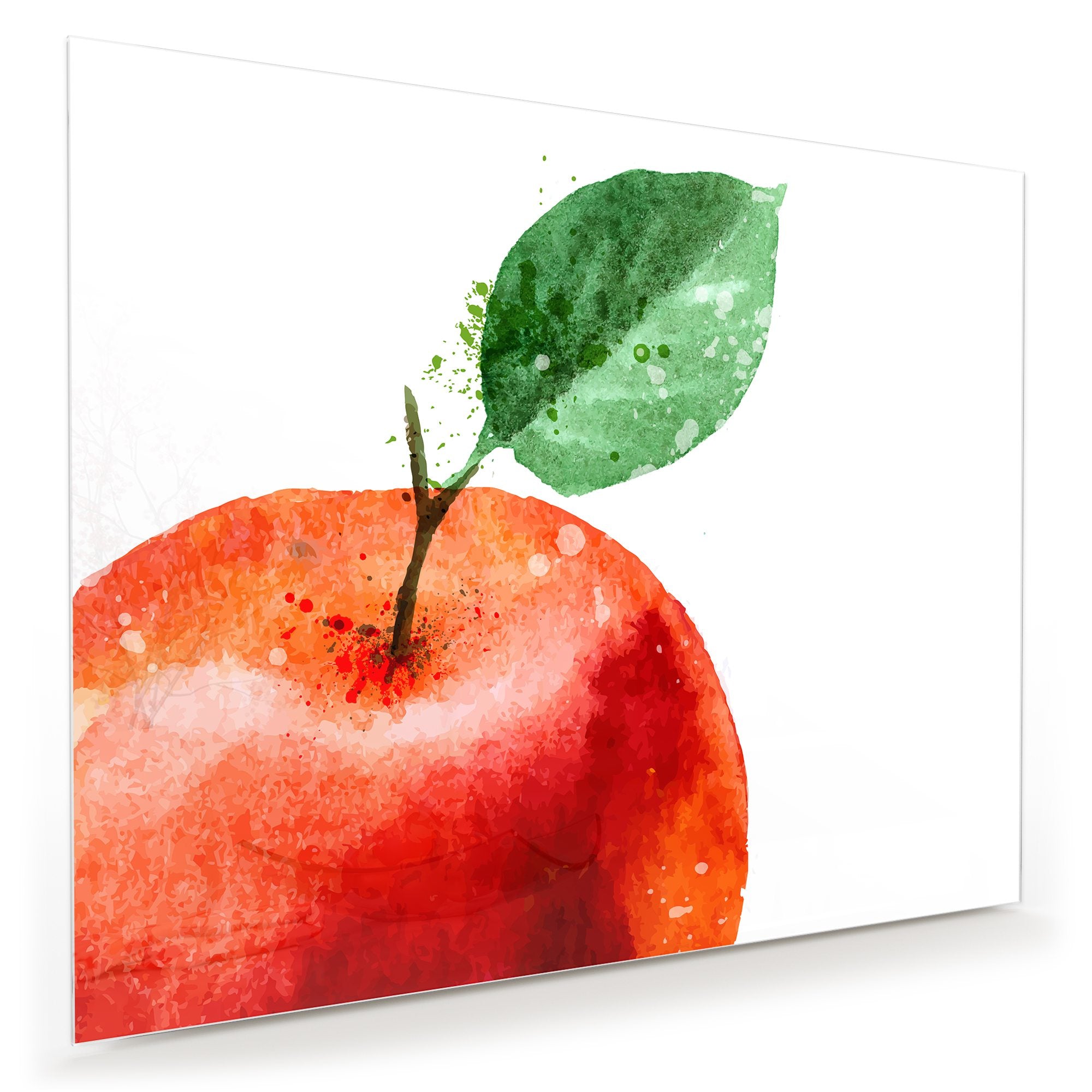 Wandbild - Apfel mit Blatt Aquarell