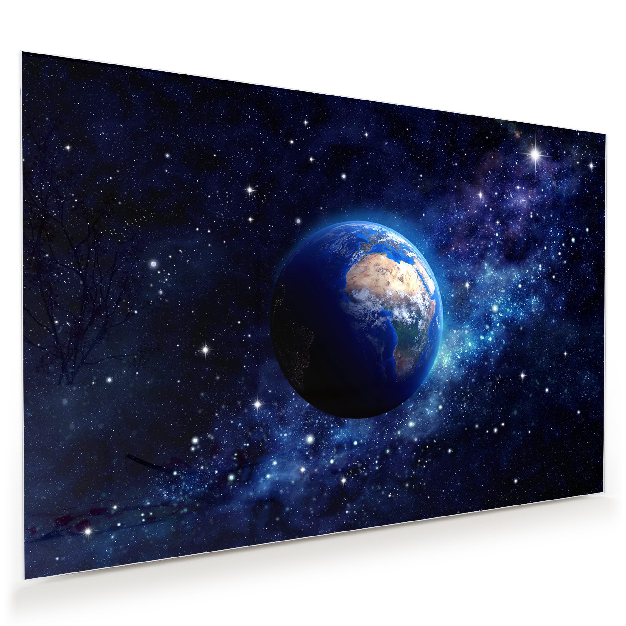 Wandbild - Planet Erde im Sternenfeld