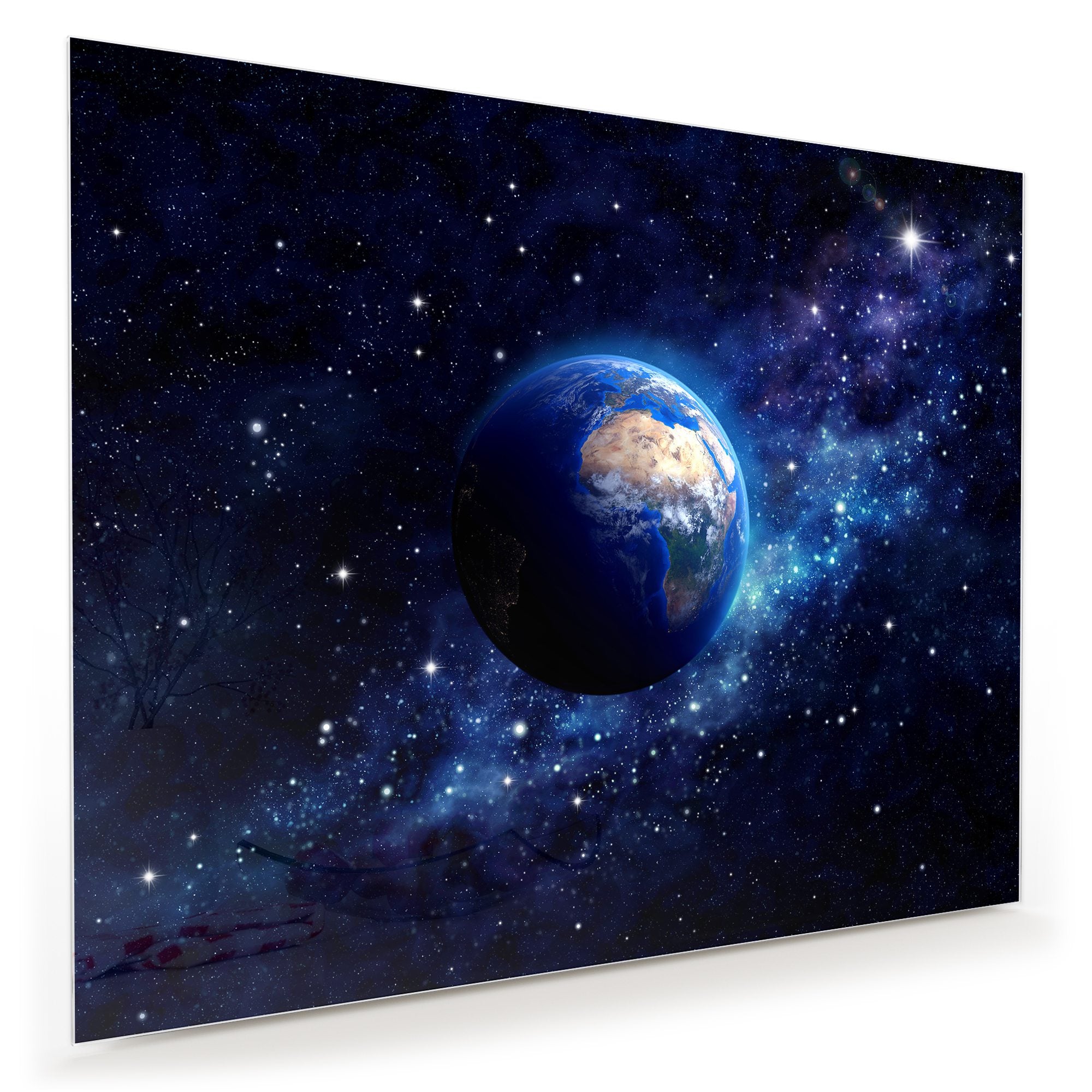 Wandbild - Planet Erde im Sternenfeld