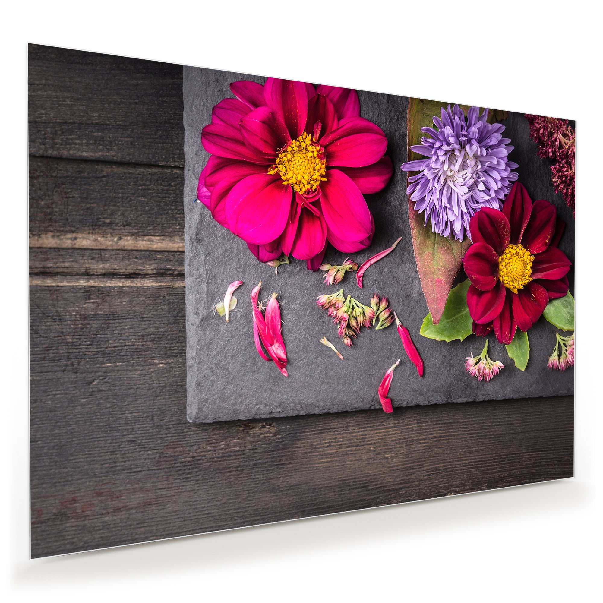 Wandbild - Blumen auf Platte