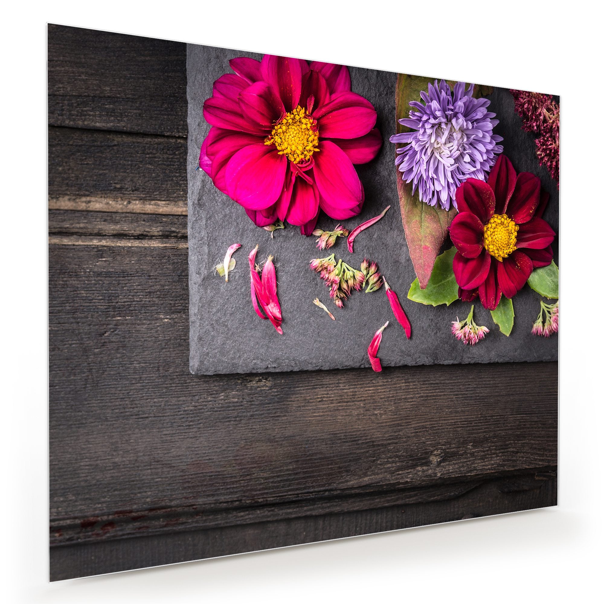 Wandbild - Blumen auf Platte