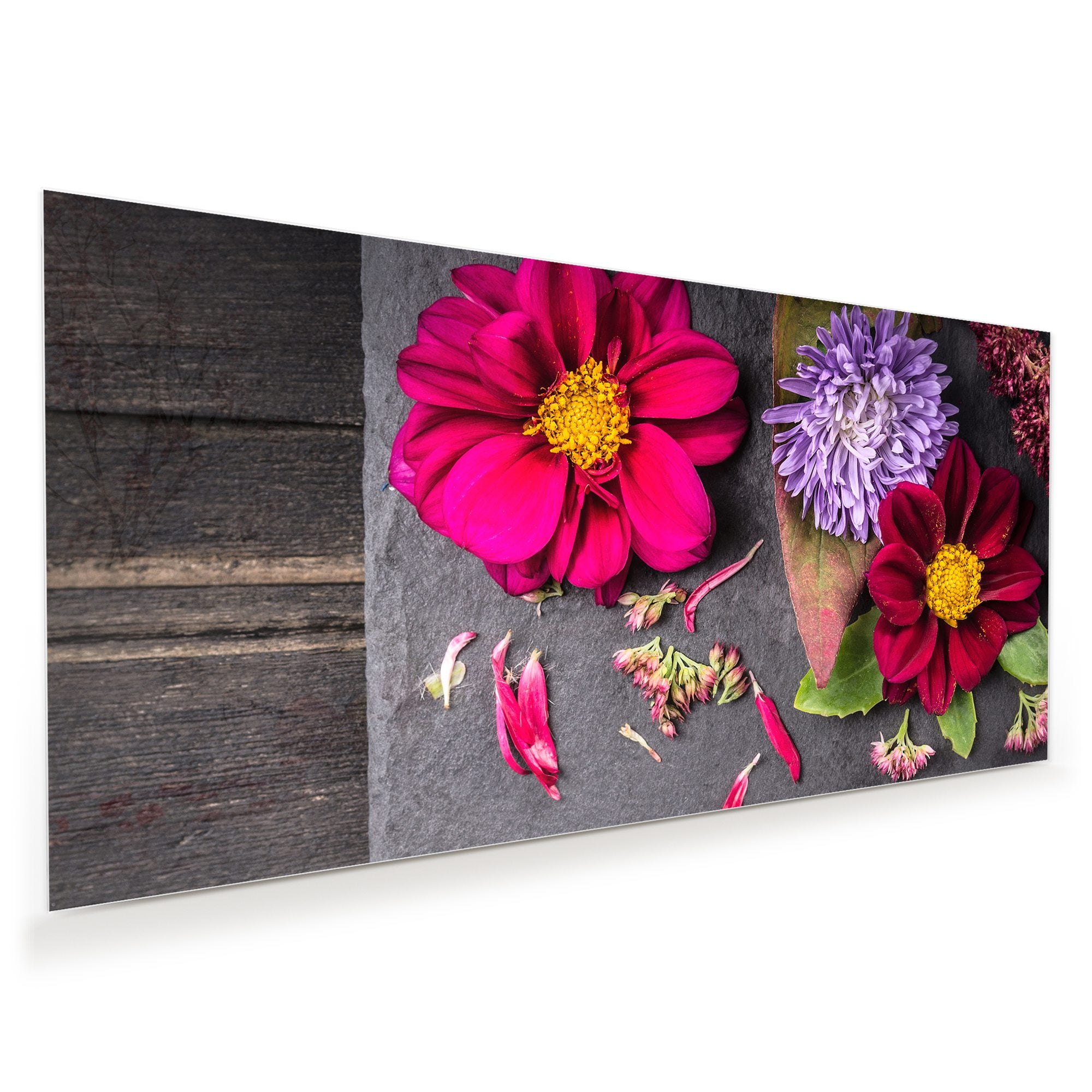 Wandbild - Blumen auf Platte