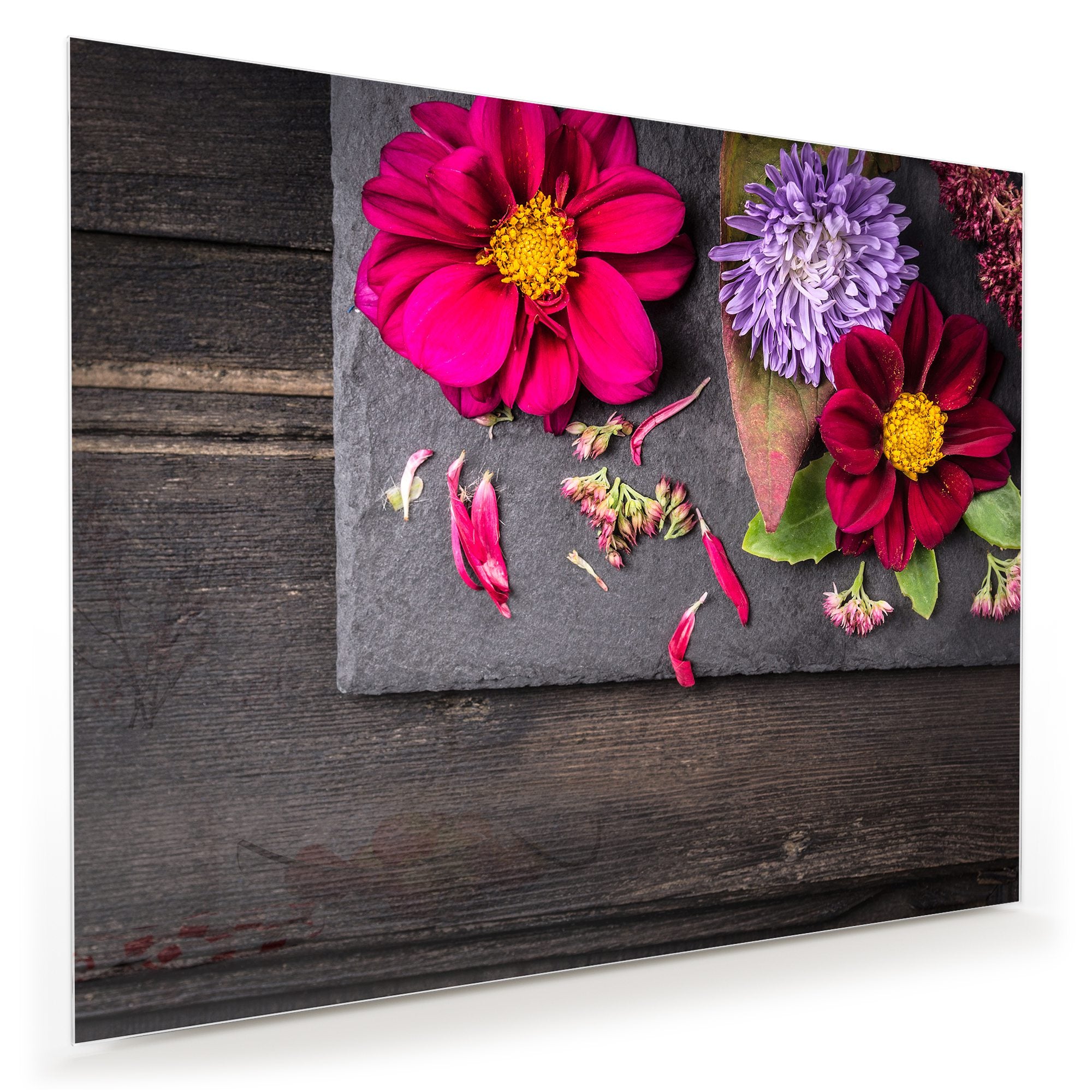 Wandbild - Blumen auf Platte