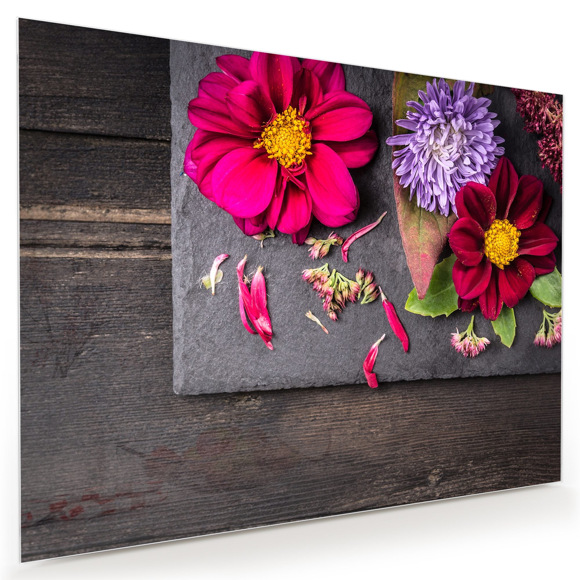 Wandbild - Blumen auf Platte