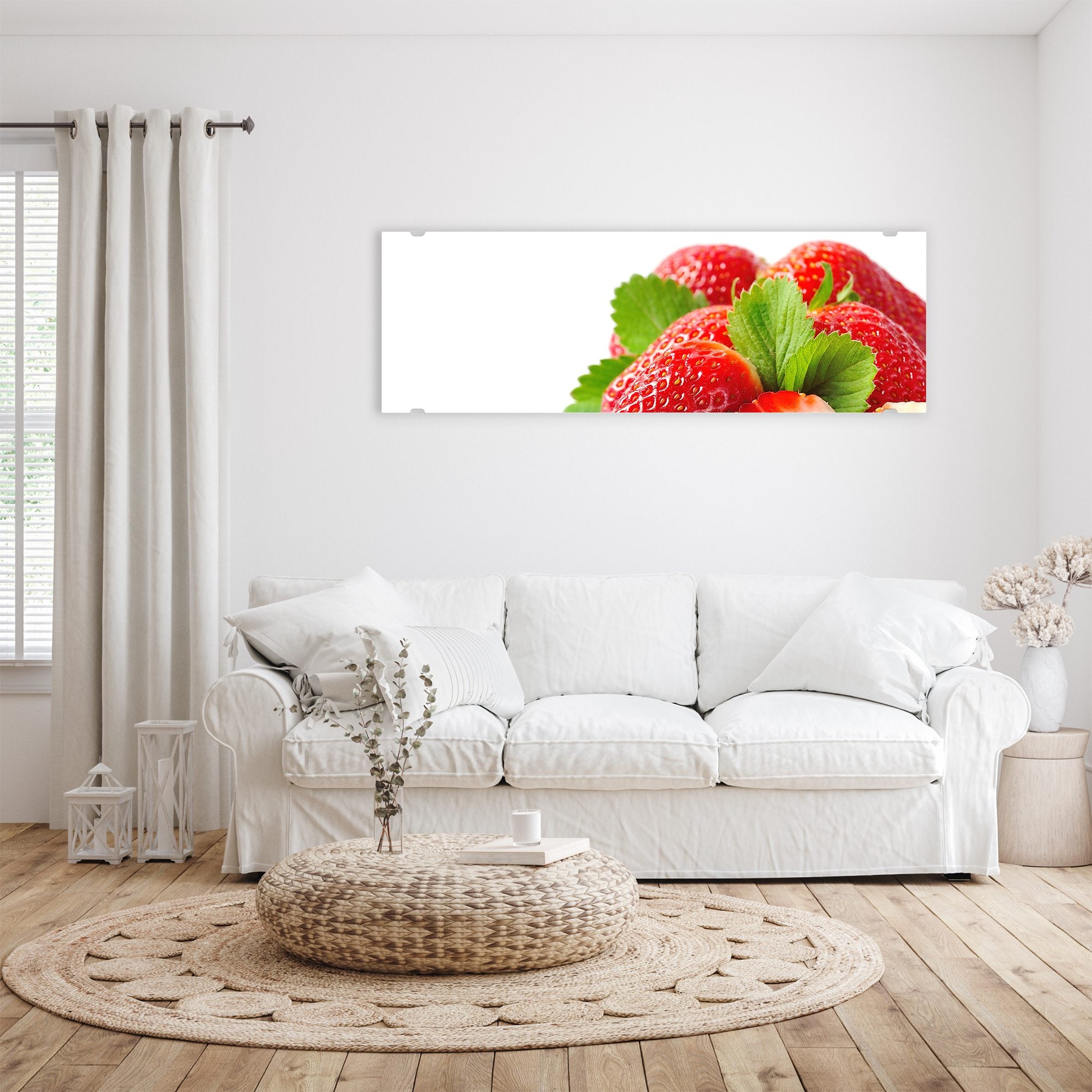 Wandbild - Erdbeeren mit Blättern