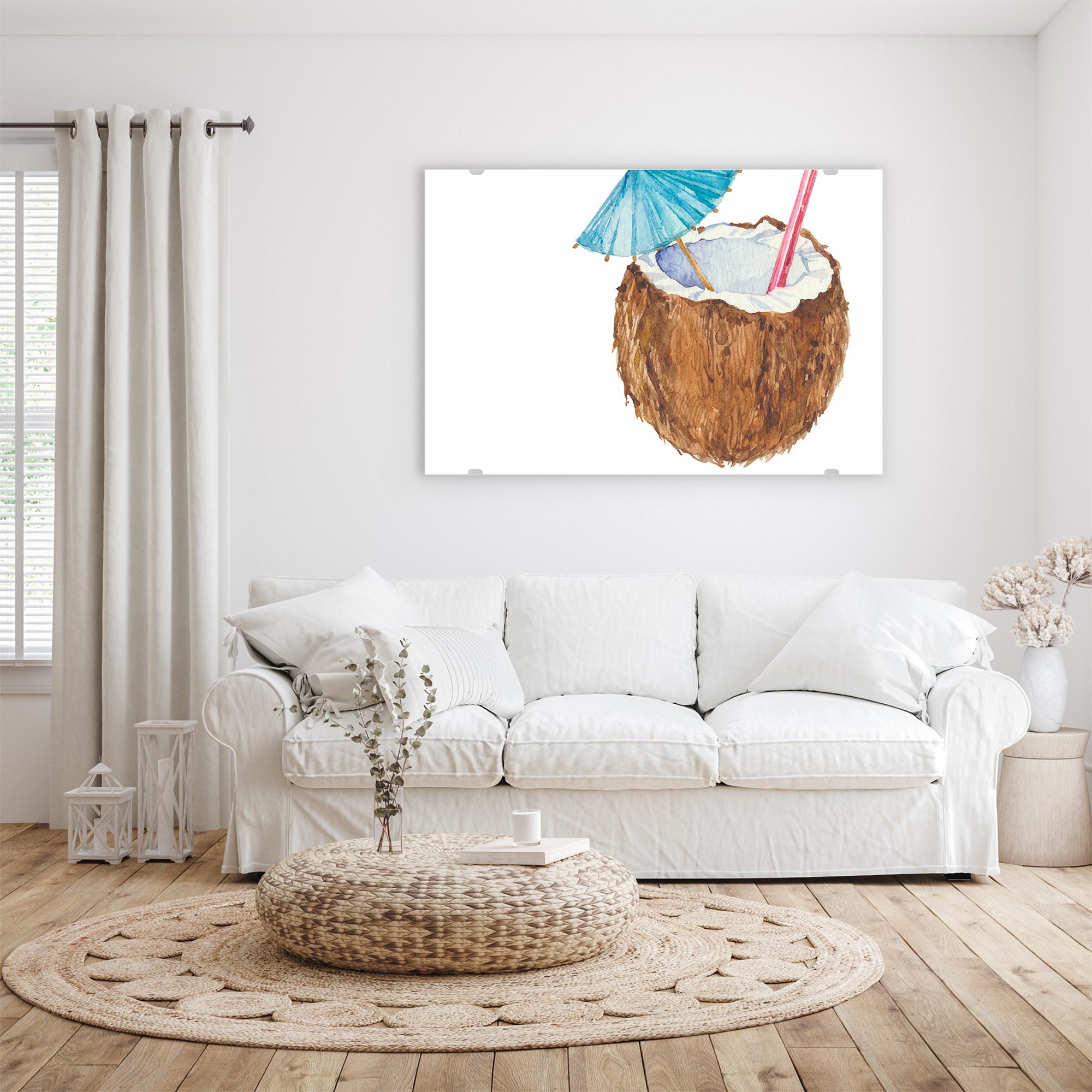 Wandbild - Kokosnuss mit Strohalm