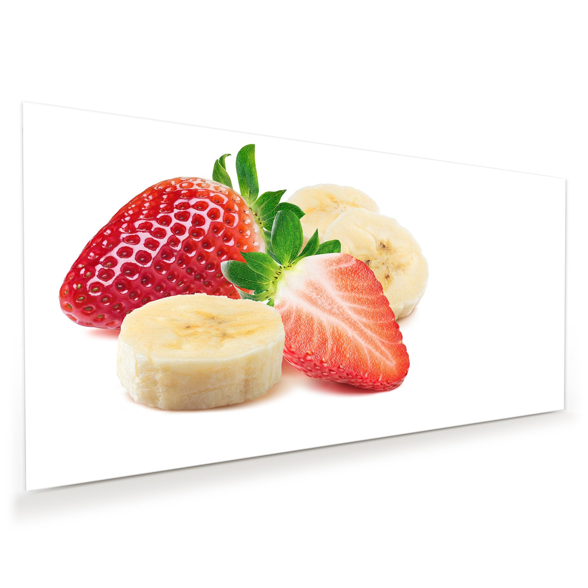 Wandbild - Erdbeeren und Bananenstücke