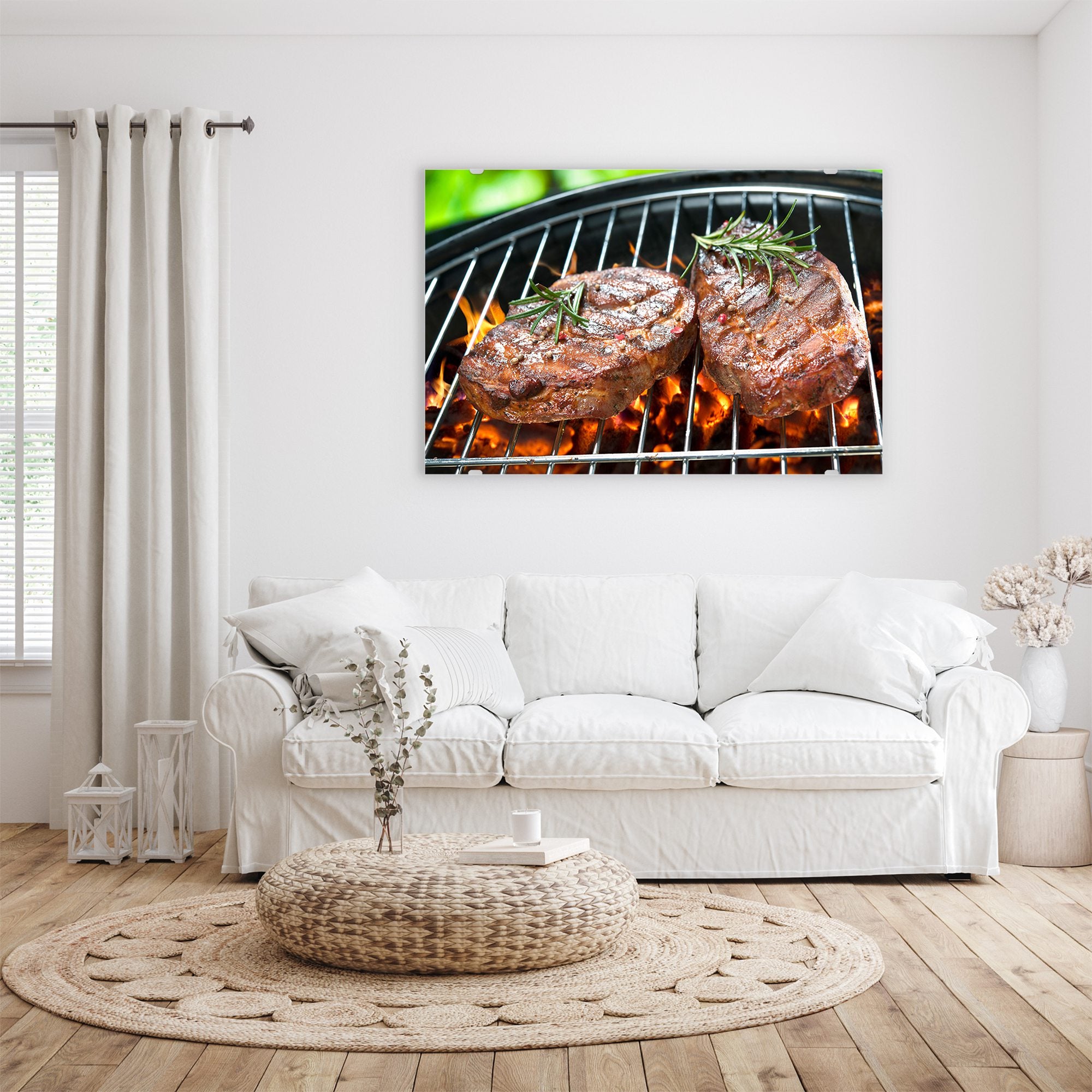 Wandbild - Steak auf Grill