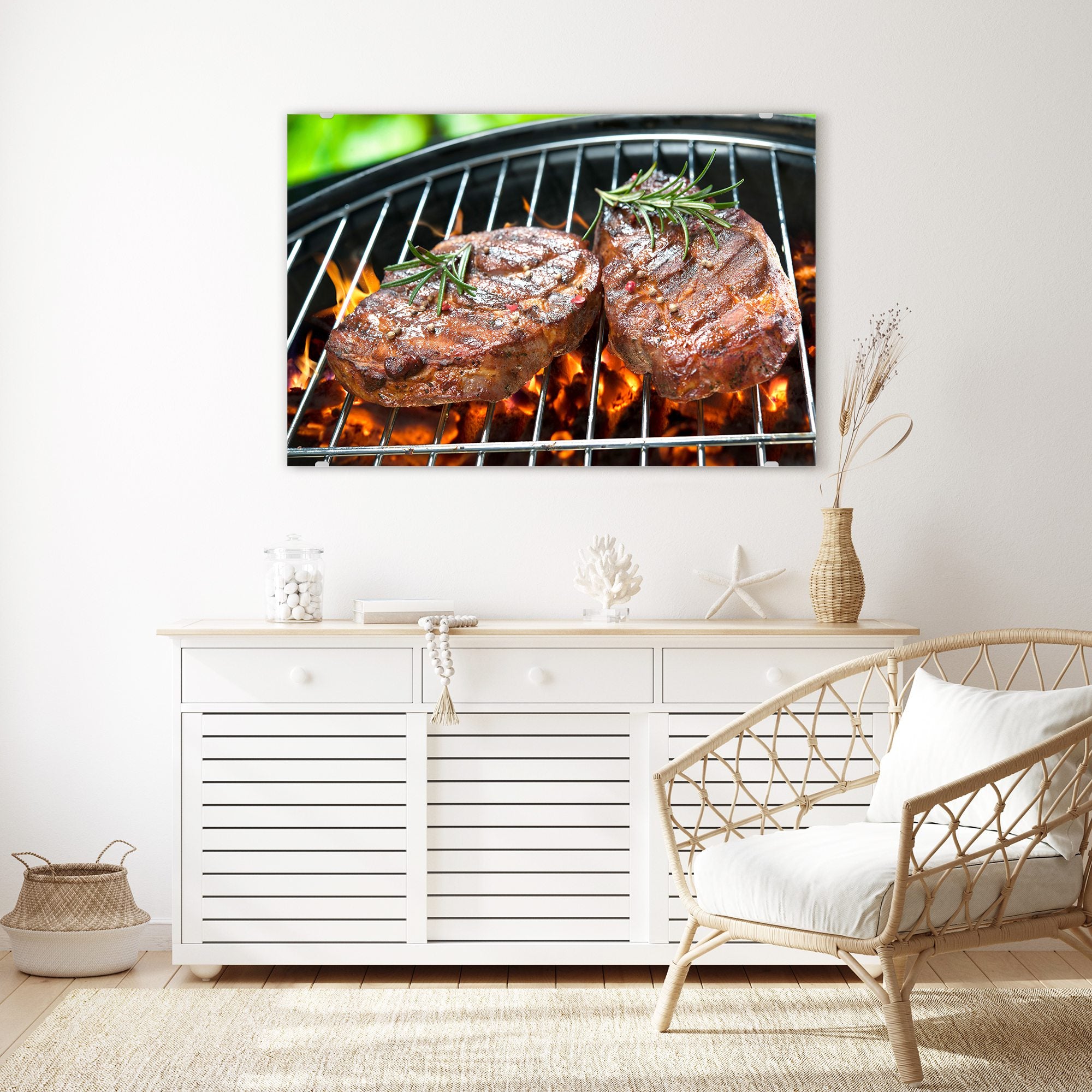 Wandbild - Steak auf Grill