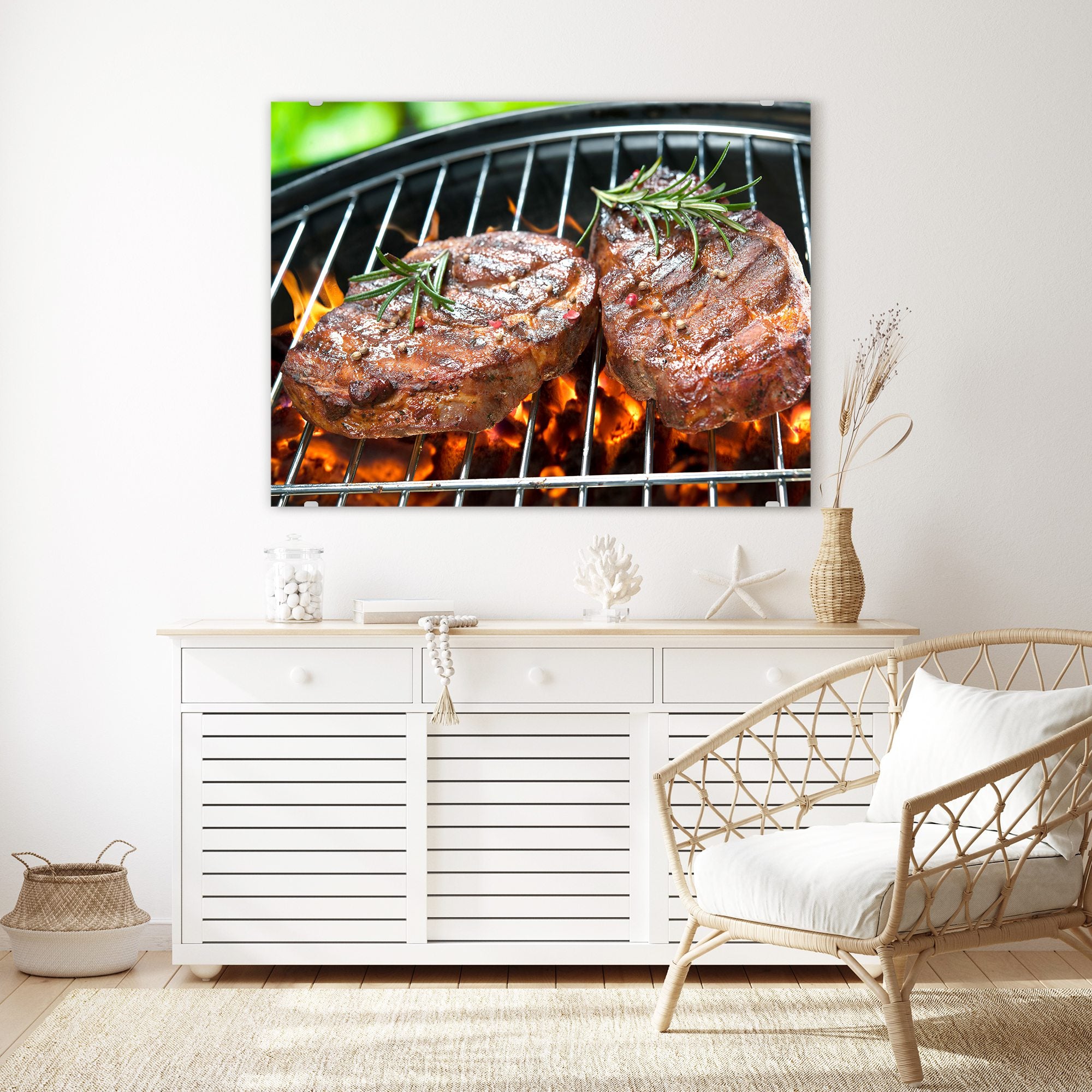 Wandbild - Steak auf Grill