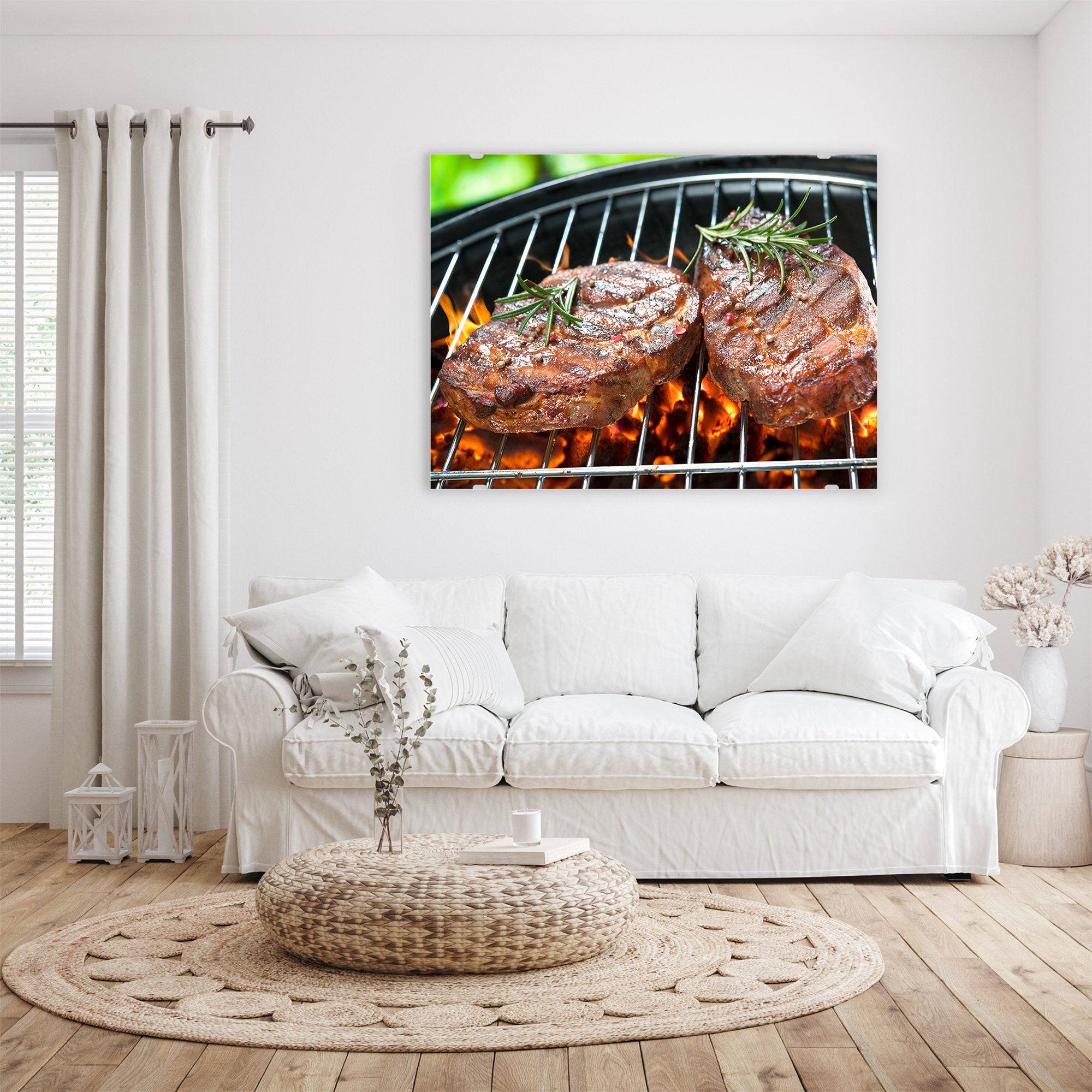 Wandbild - Steak auf Grill