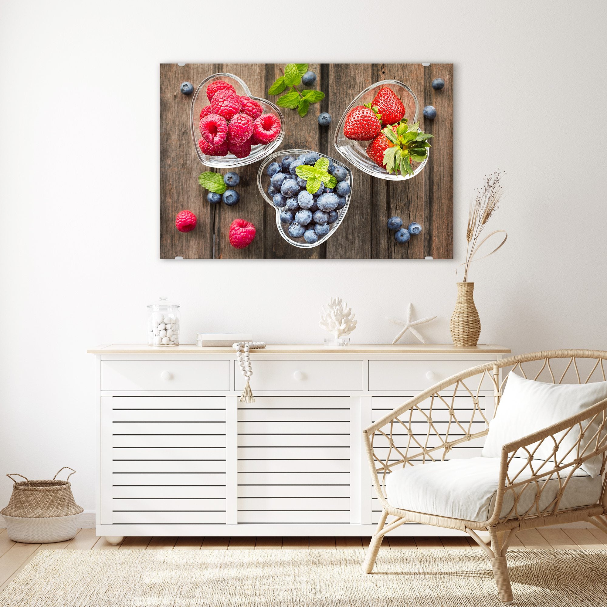 Wandbild - Beeren in Herzschalen