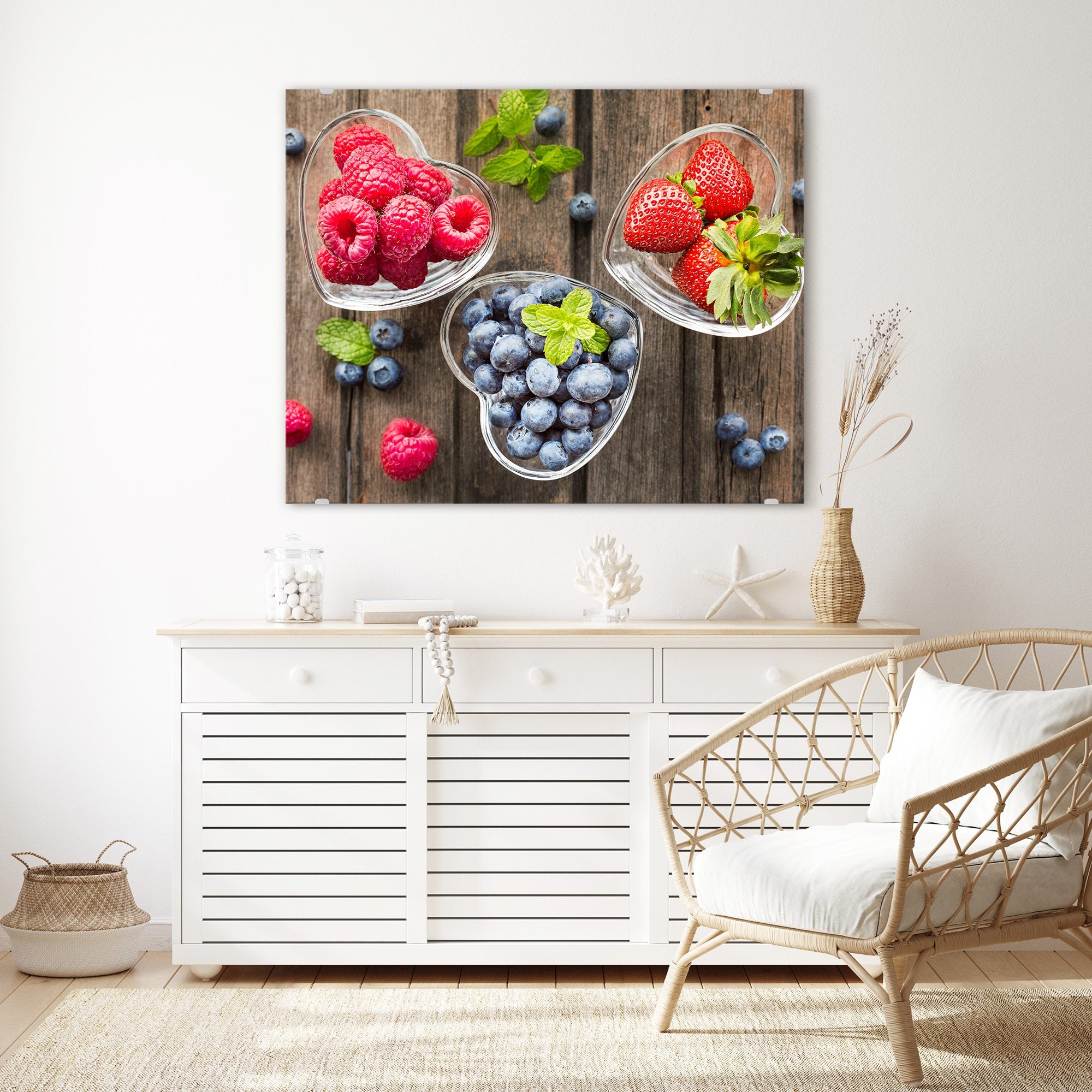 Wandbild - Beeren in Herzschalen