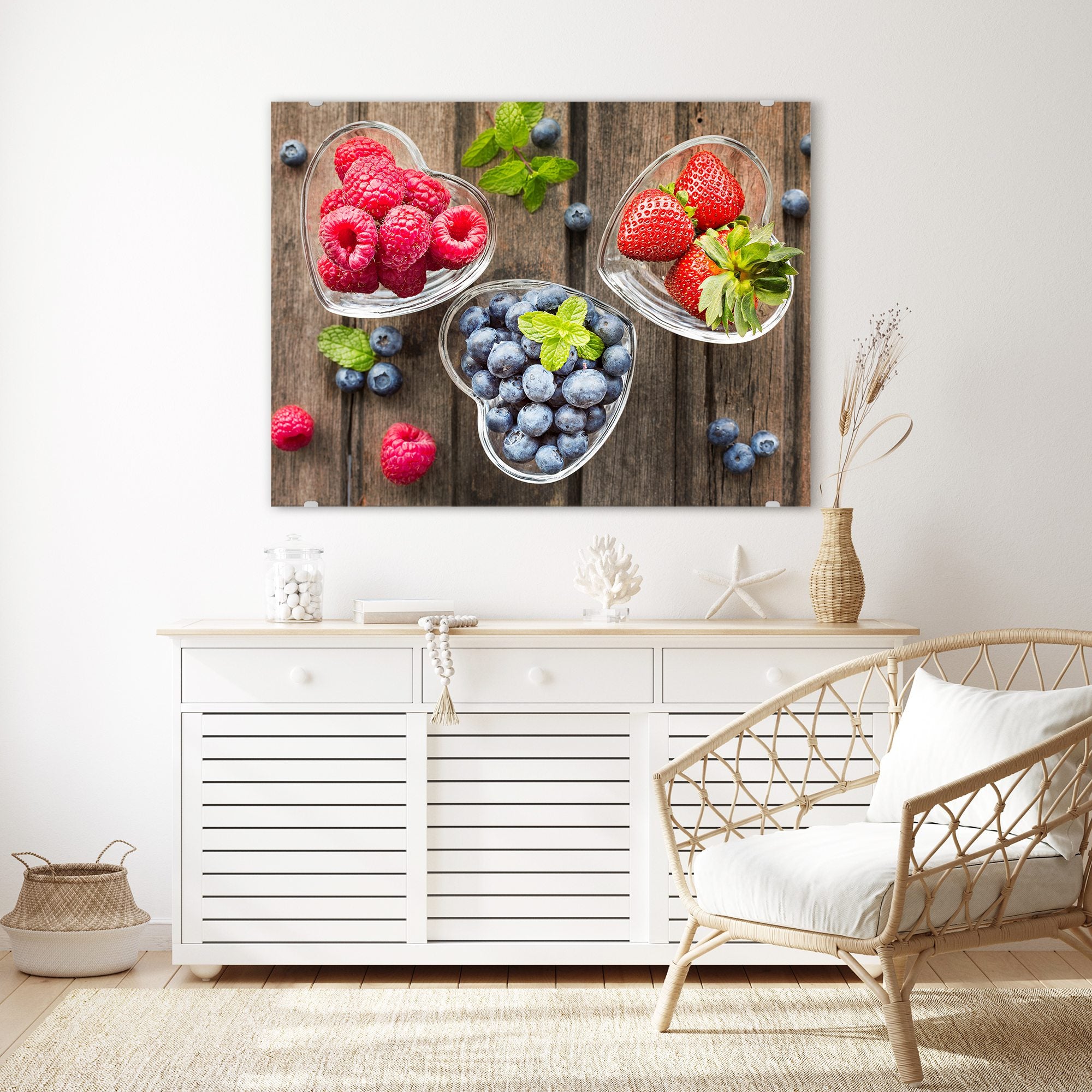 Wandbild - Beeren in Herzschalen