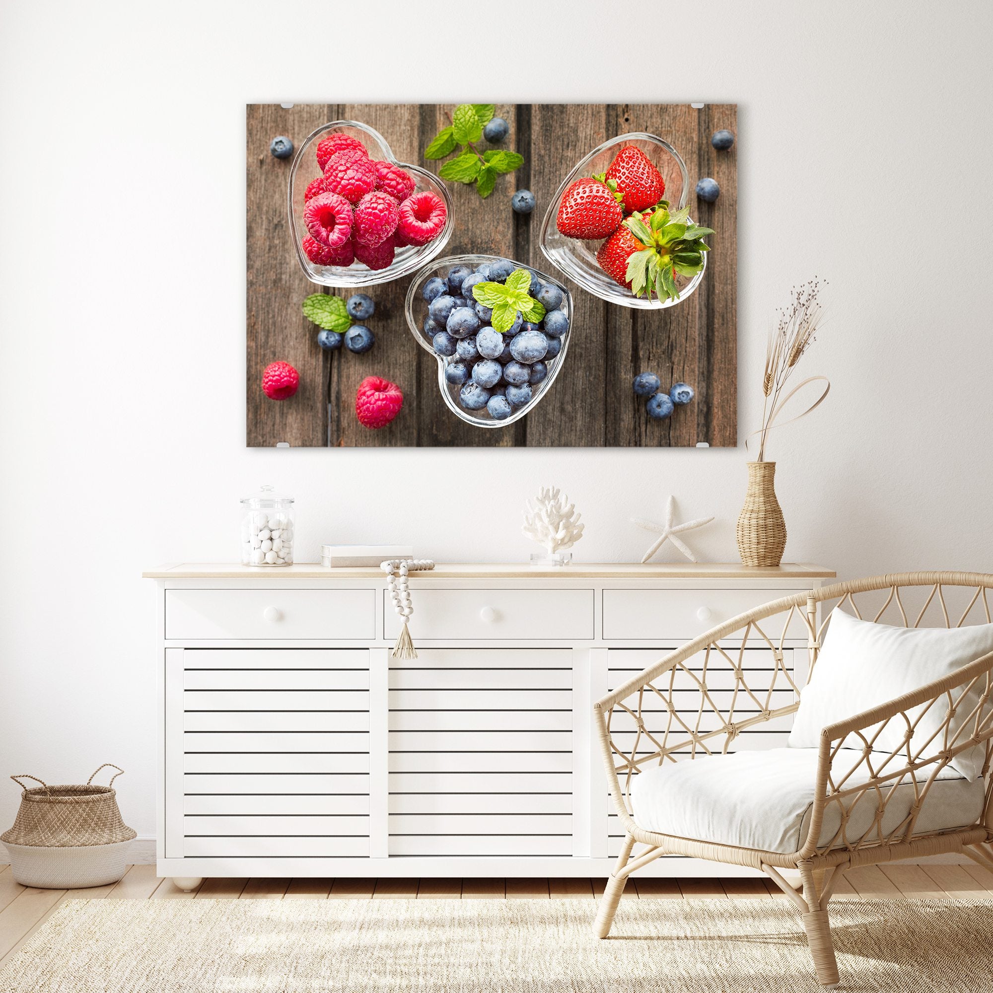 Wandbild - Beeren in Herzschalen