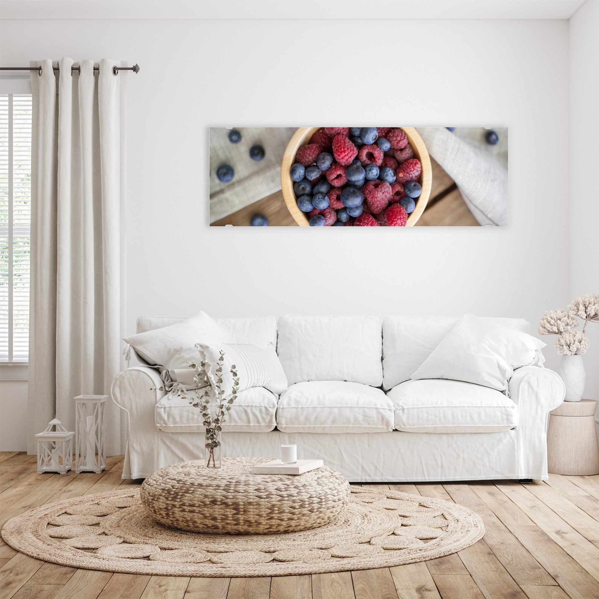 Wandbild - Heidelbeeren und Himbeeren