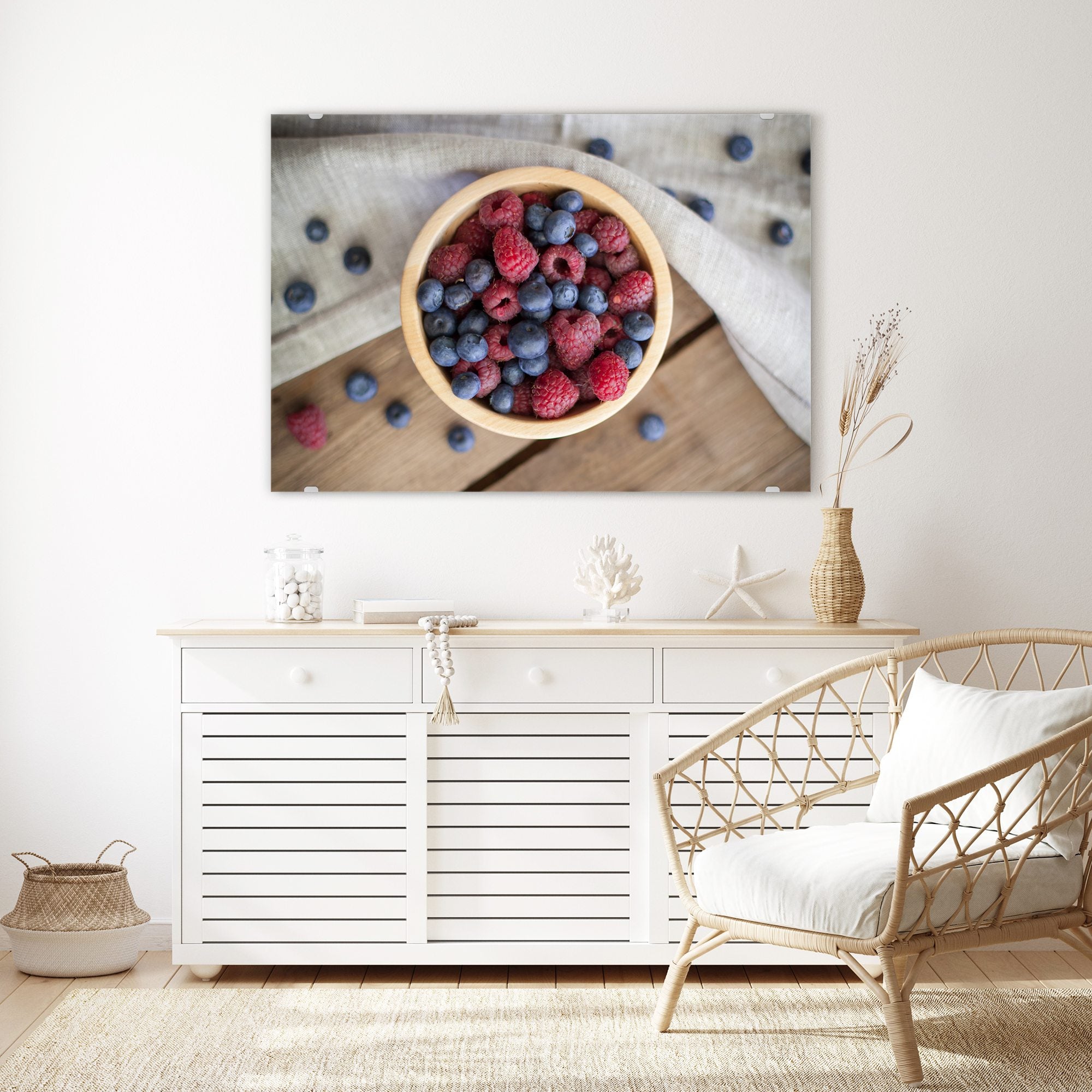 Wandbild - Heidelbeeren und Himbeeren