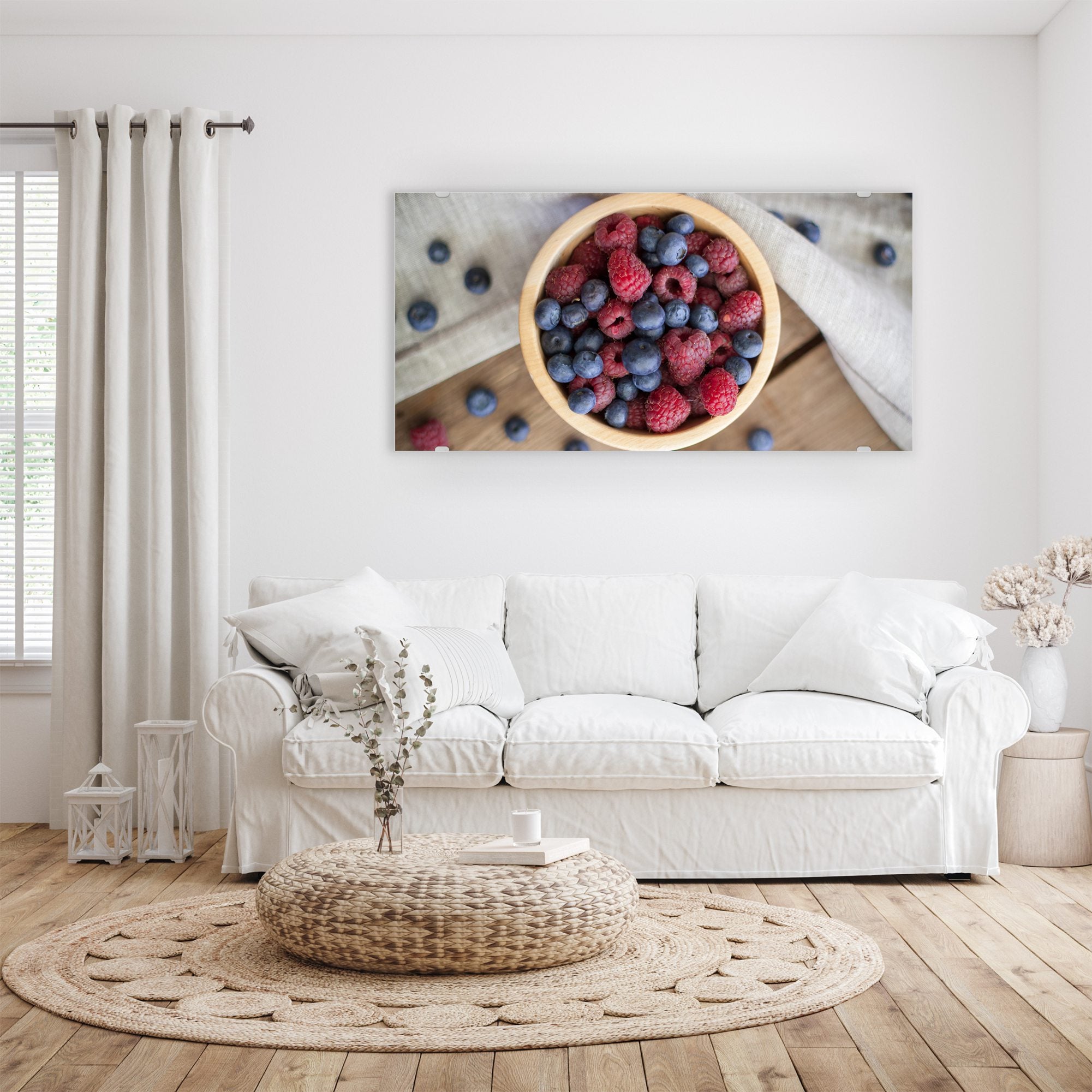 Wandbild - Heidelbeeren und Himbeeren