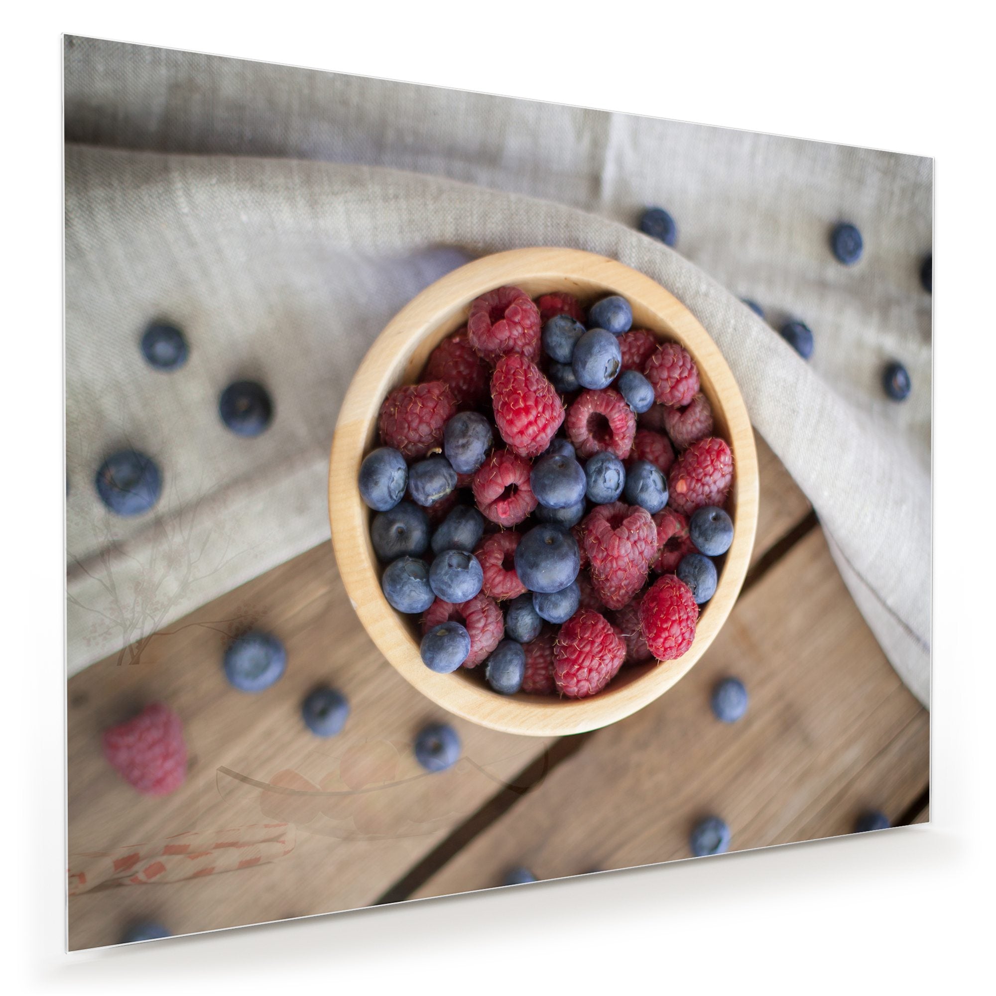 Wandbild - Heidelbeeren und Himbeeren