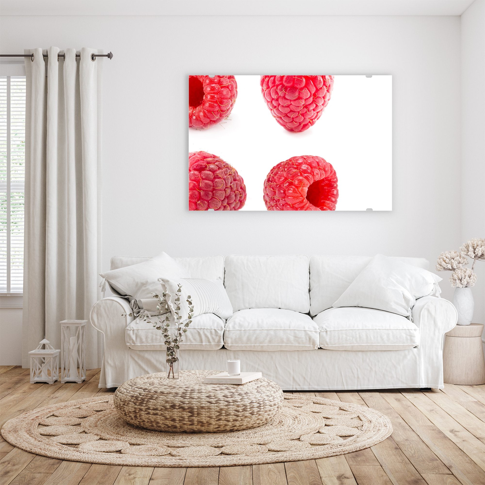 Wandbild - Vier Himbeeren