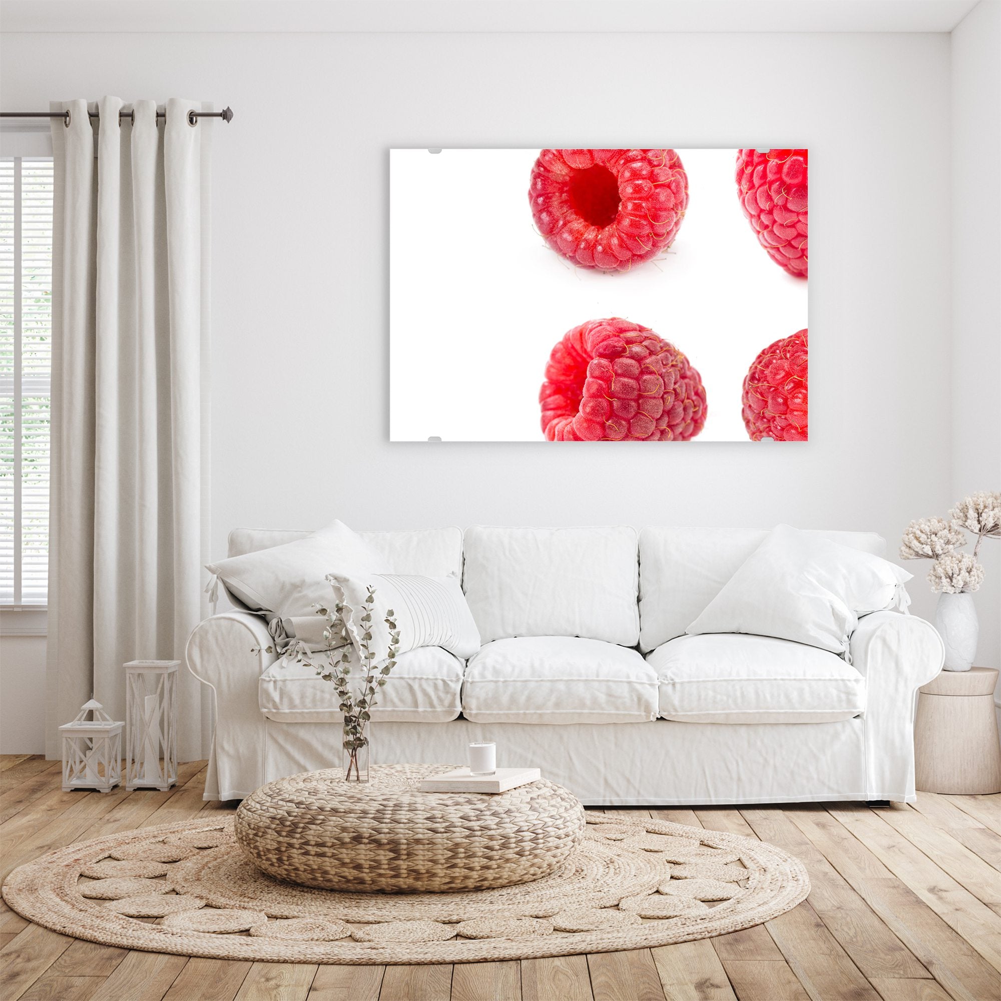 Wandbild - Vier Himbeeren