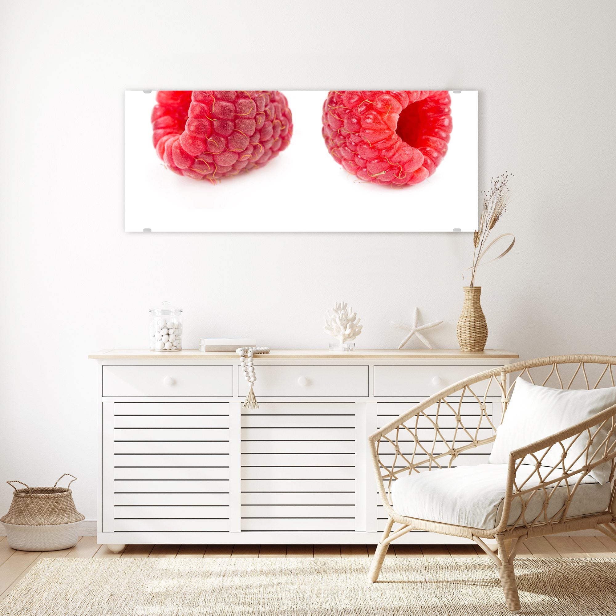 Wandbild - Vier Himbeeren