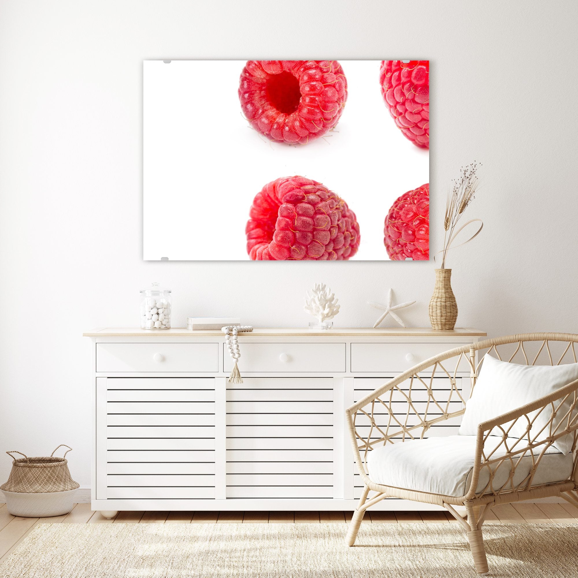 Wandbild - Vier Himbeeren