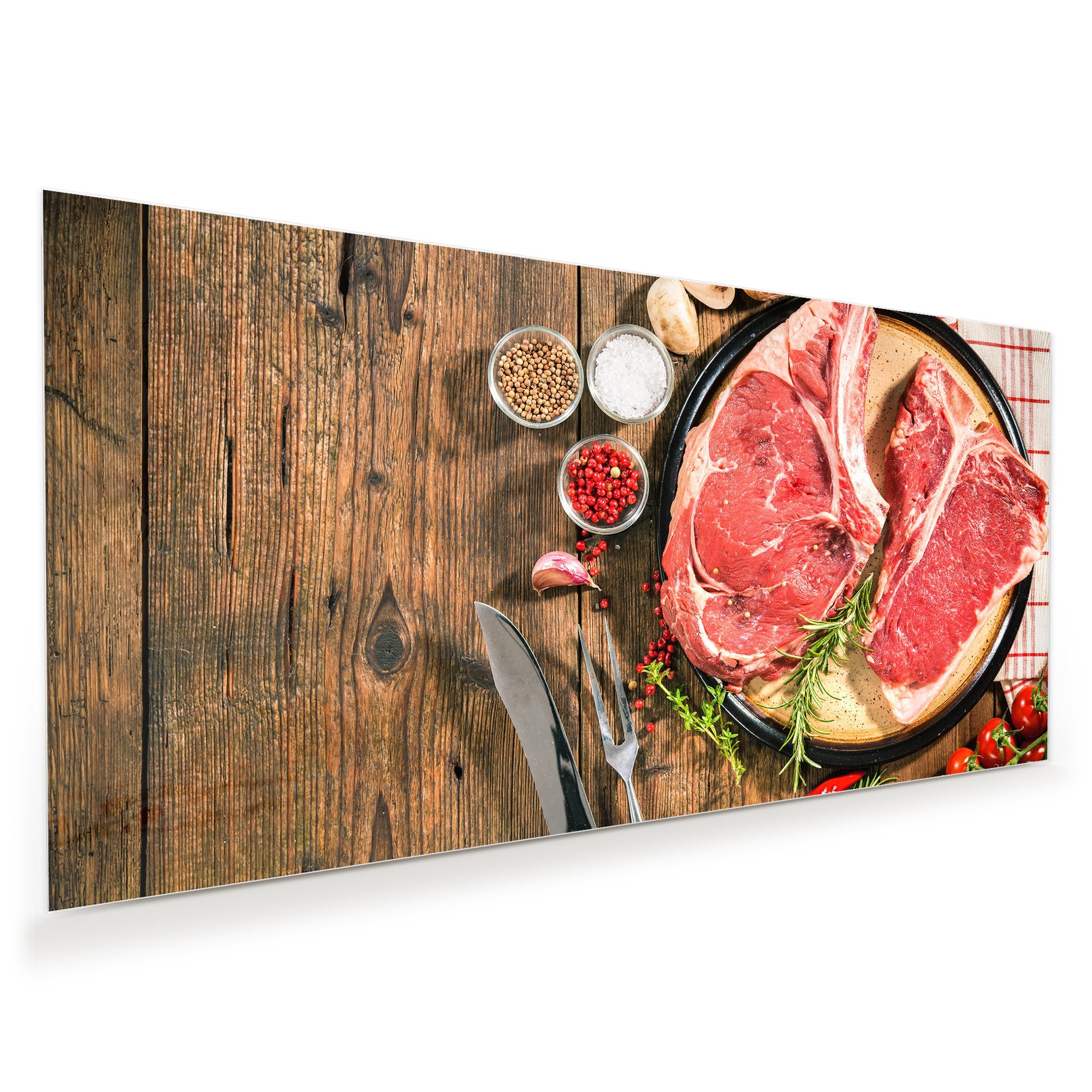 Wandbild - Rindersteak und Gewürze