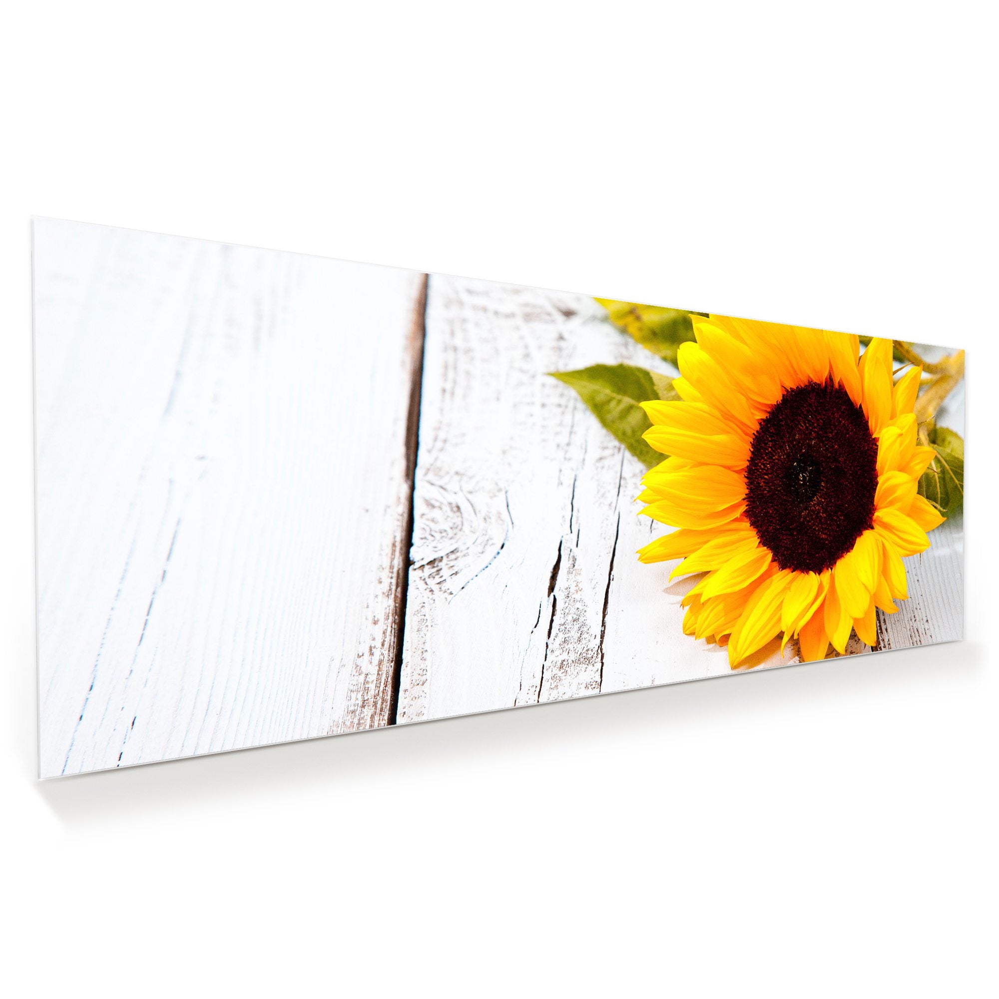 Wandbild - Sonnenblume auf Holztisch