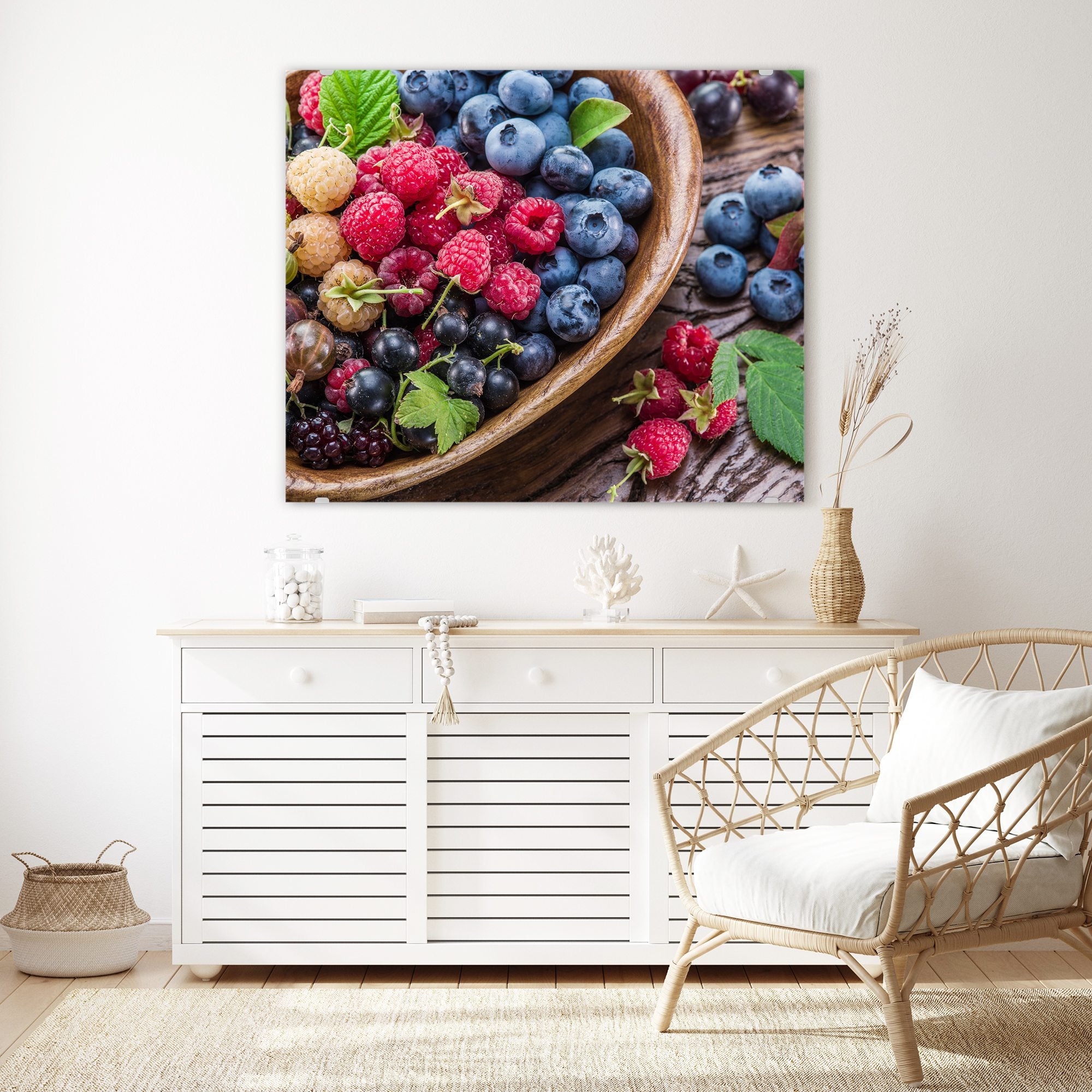 Wandbild - Beeren in Holzschüssel