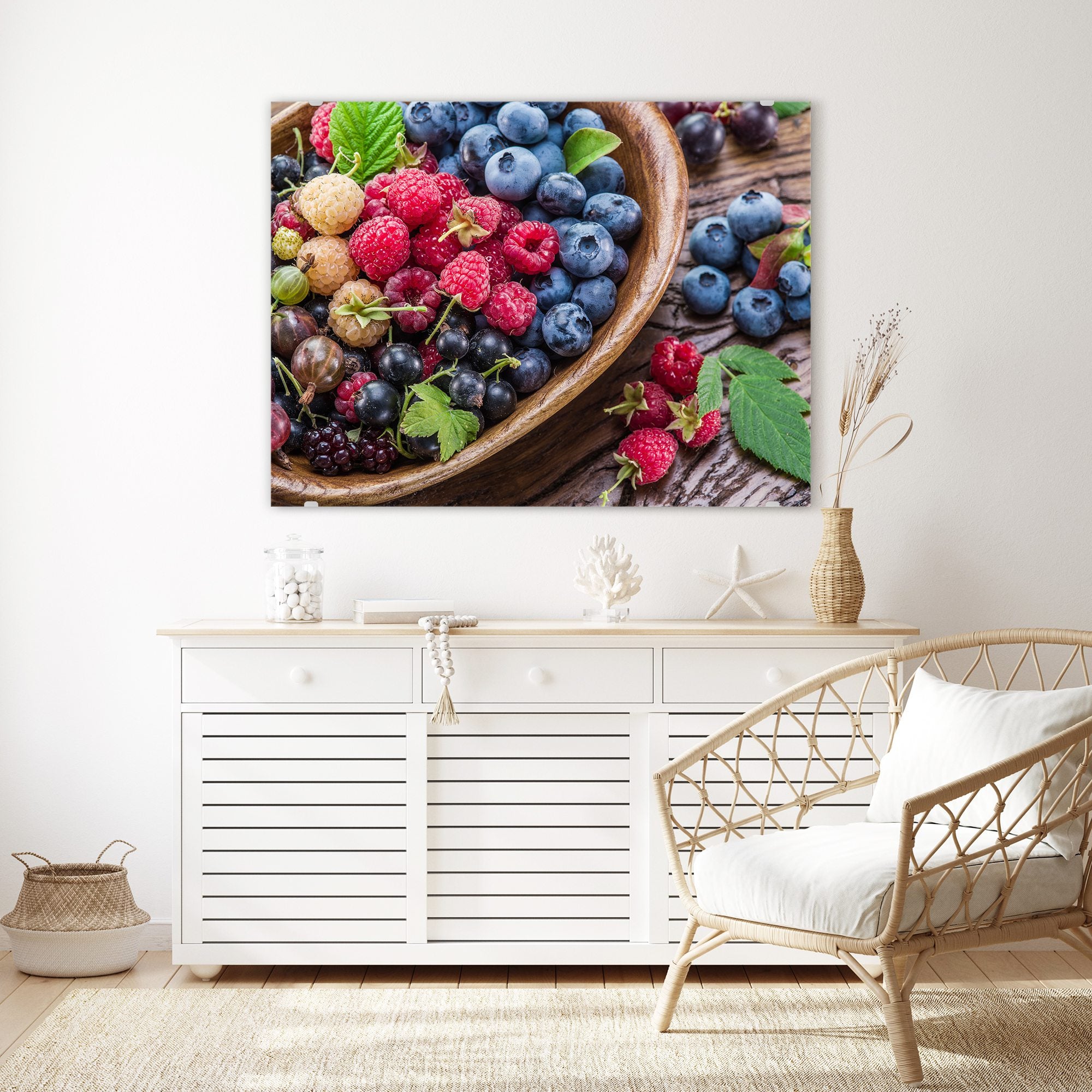 Wandbild - Beeren in Holzschüssel