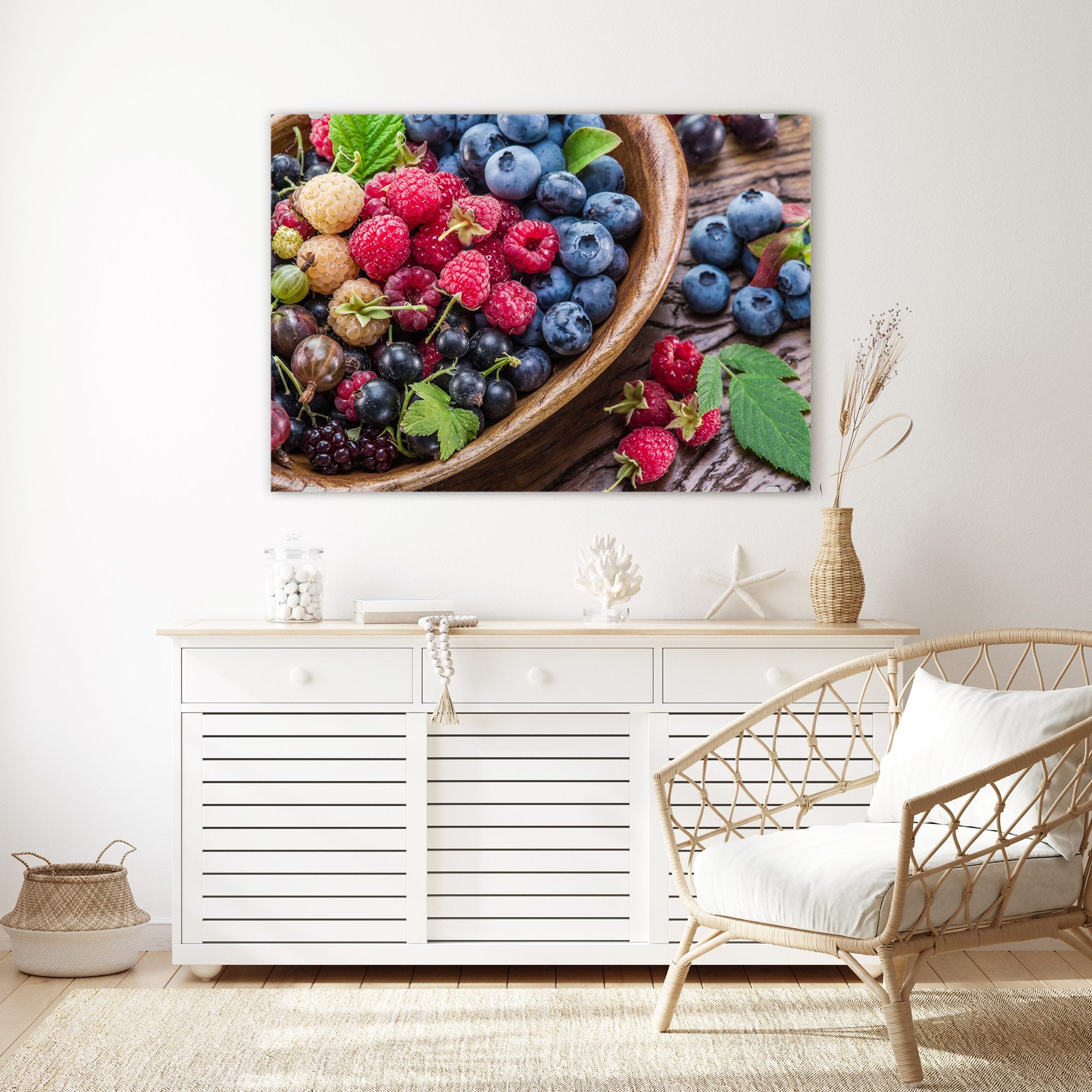 Wandbild - Beeren in Holzschüssel