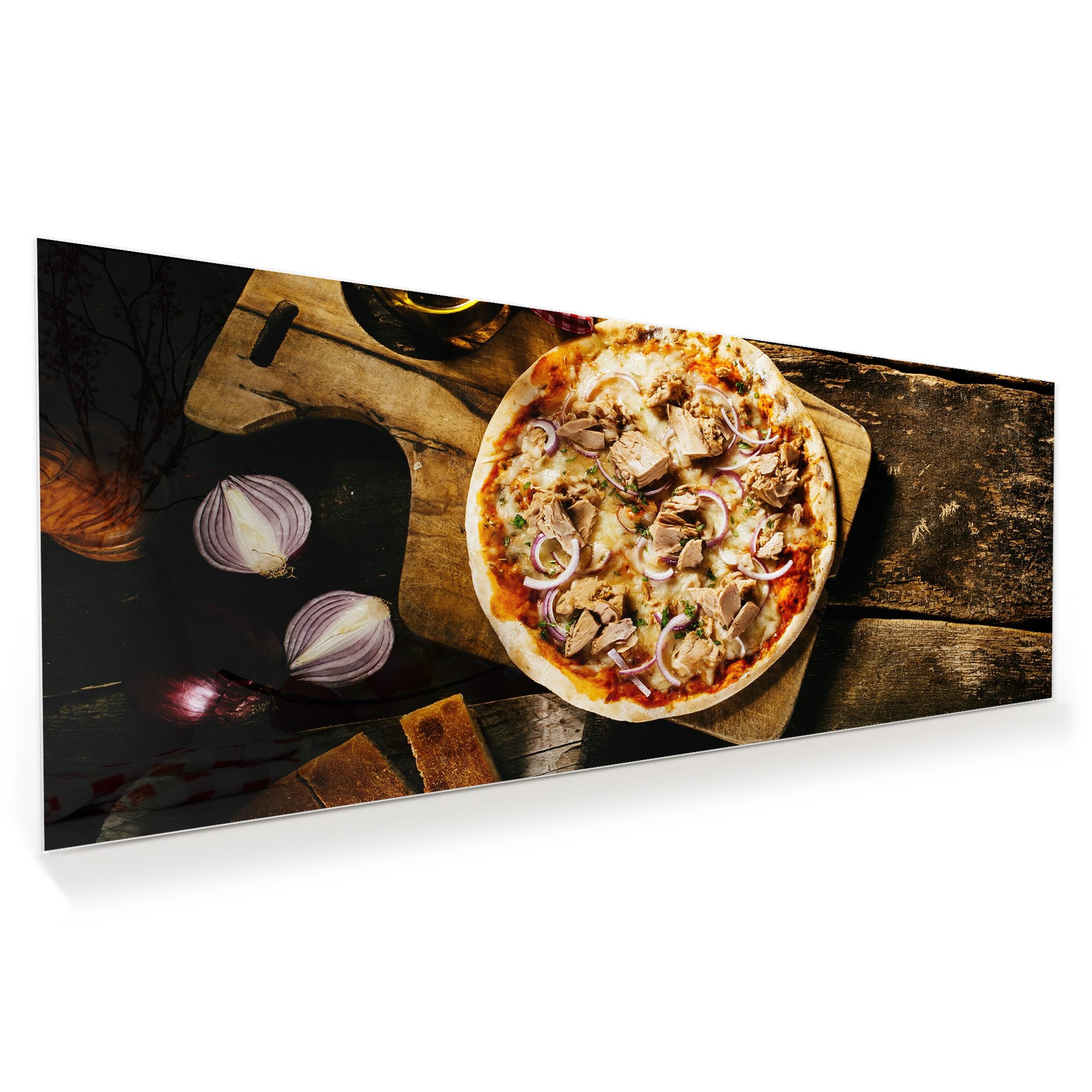 Wandbild - Pizza auf Holztisch