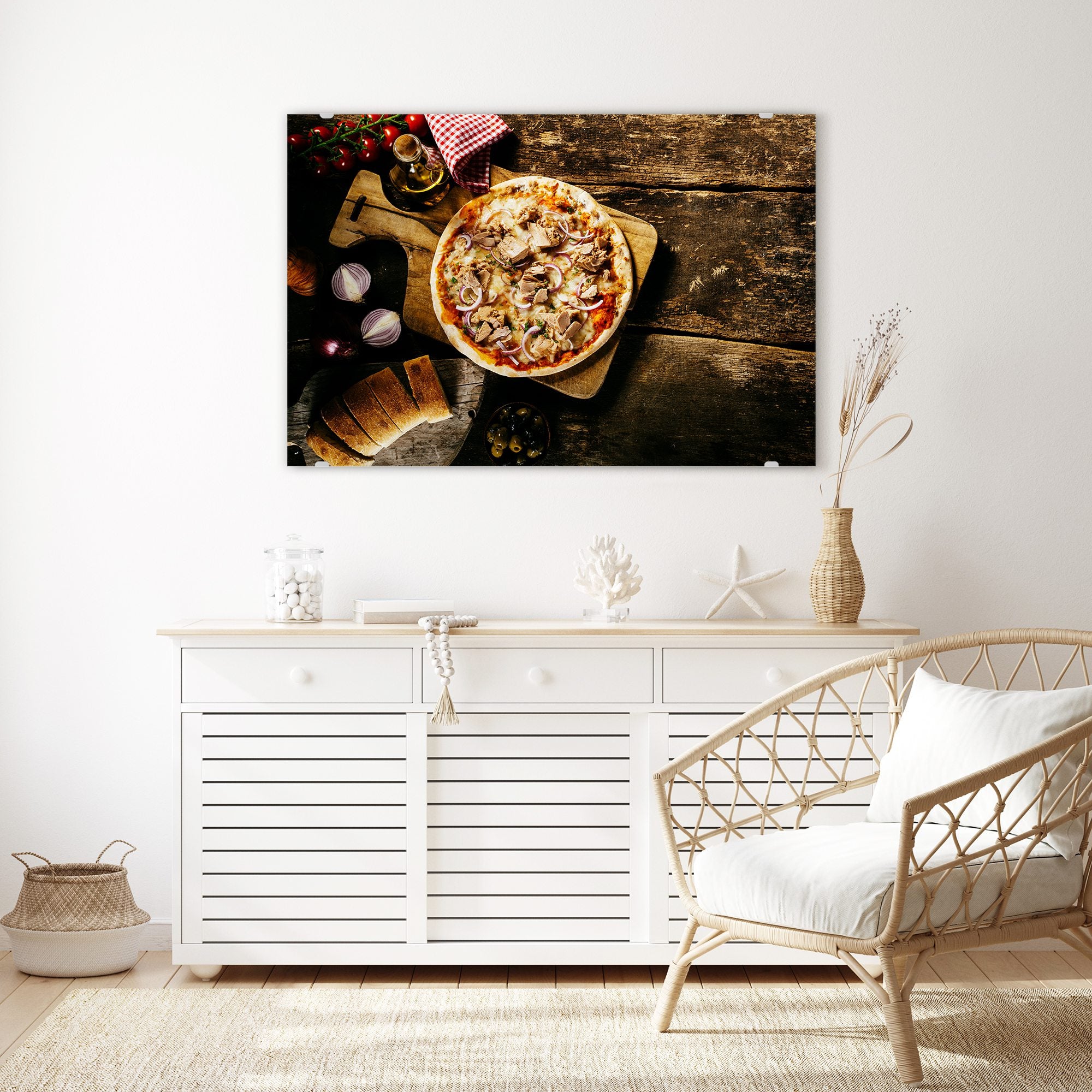 Wandbild - Pizza auf Holztisch