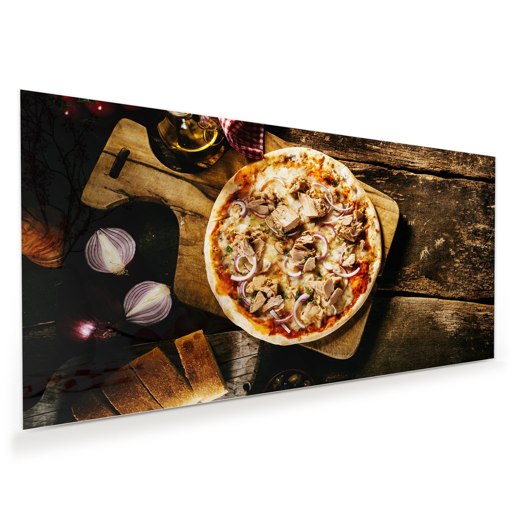 Wandbild - Pizza auf Holztisch