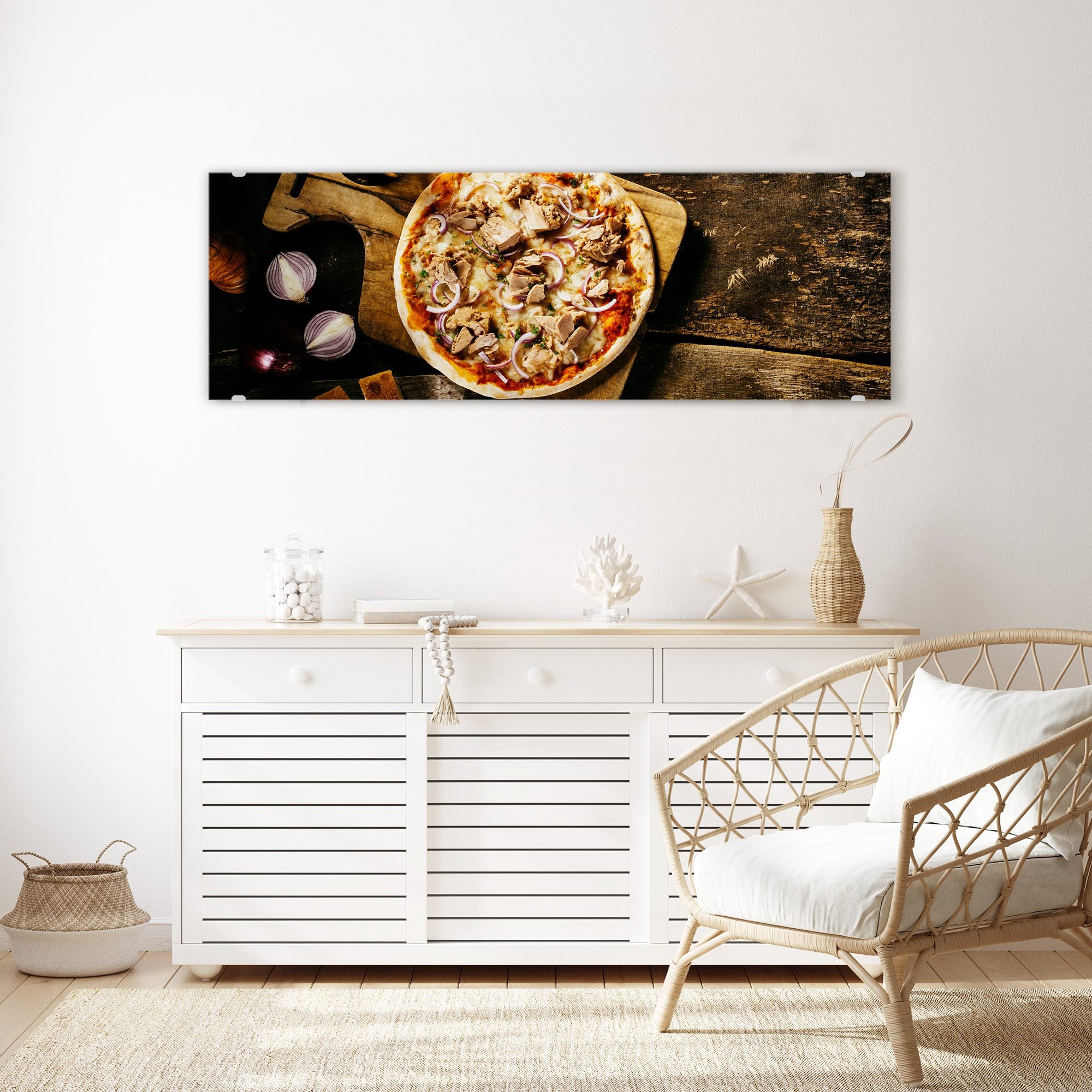 Wandbild - Pizza auf Holztisch