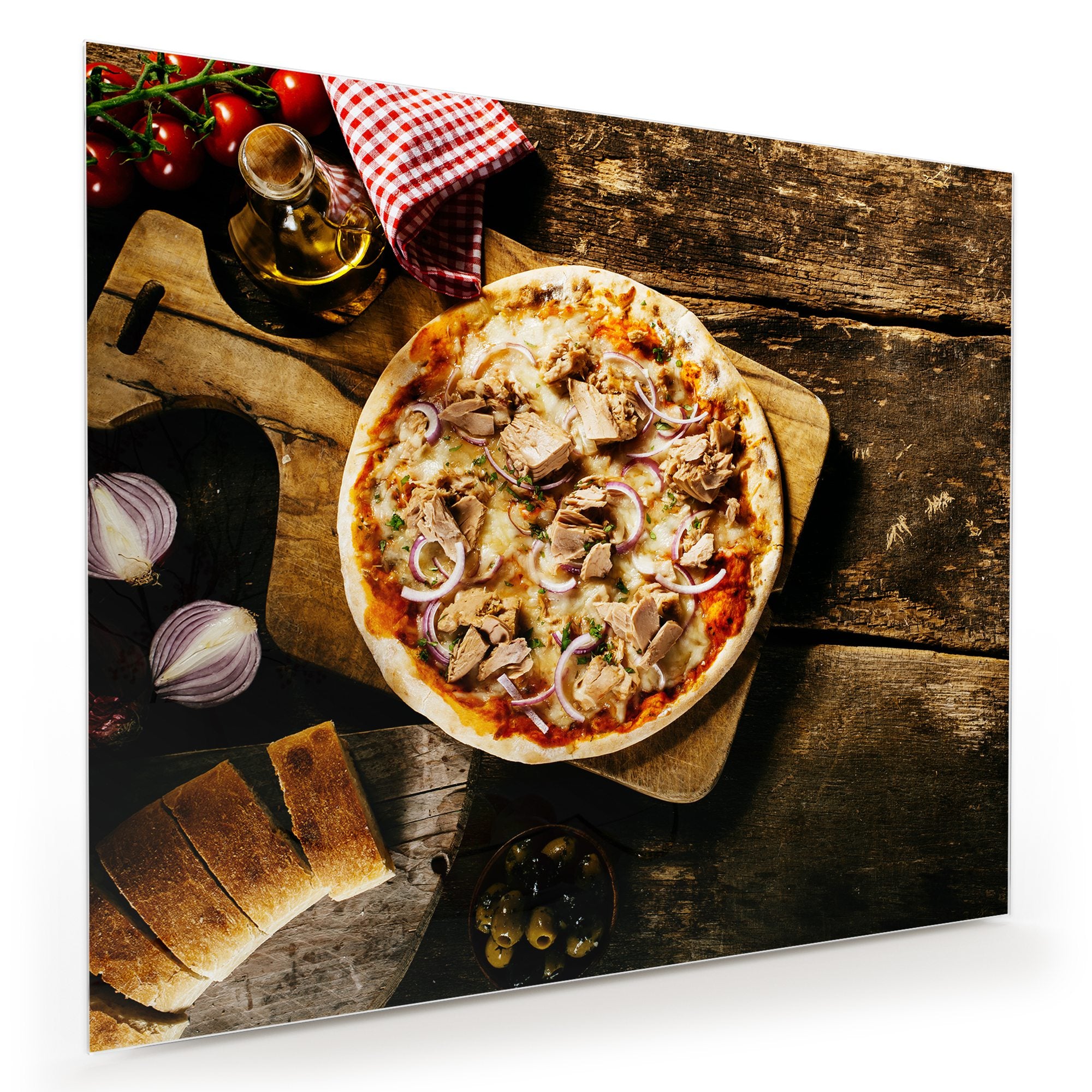 Wandbild - Pizza auf Holztisch