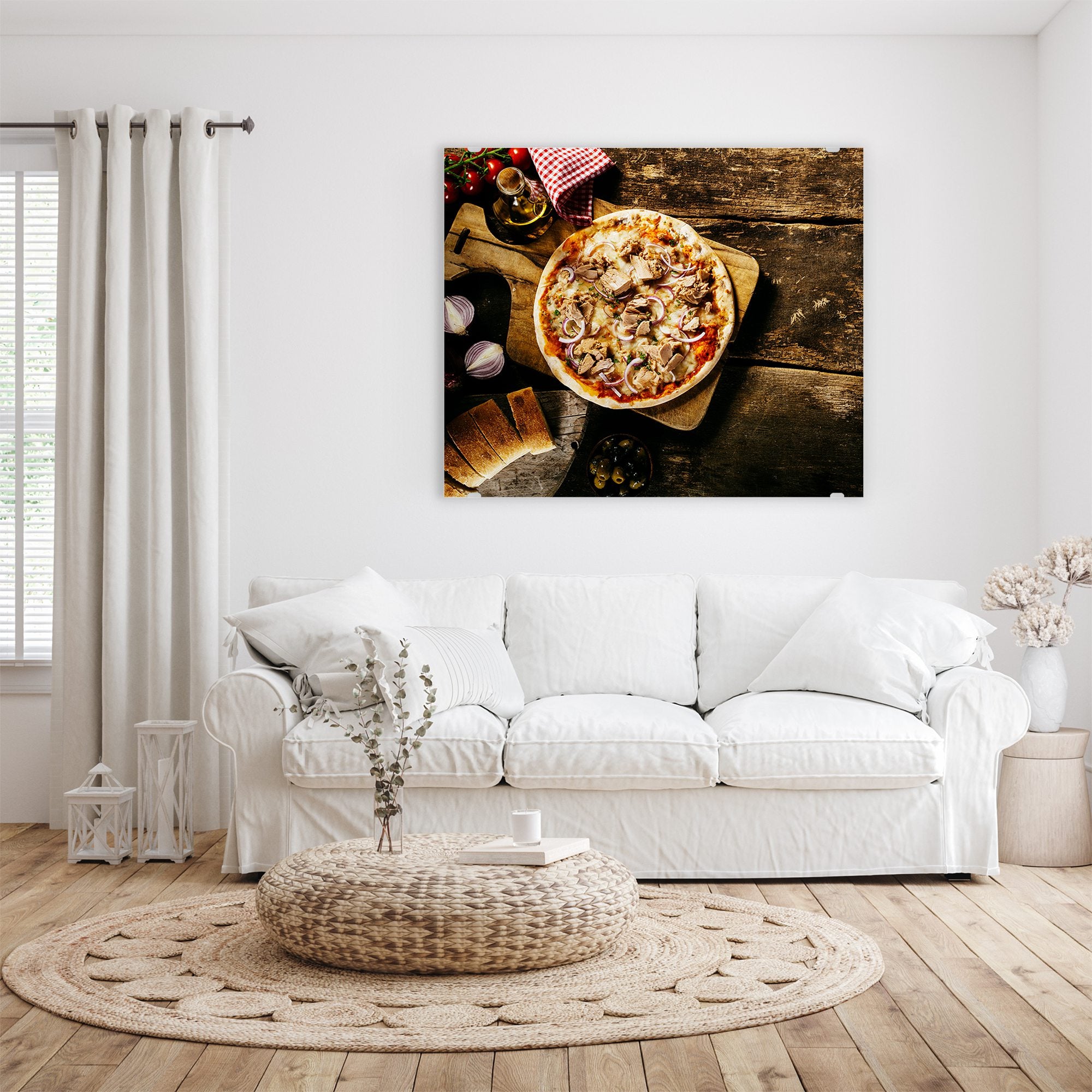 Wandbild - Pizza auf Holztisch