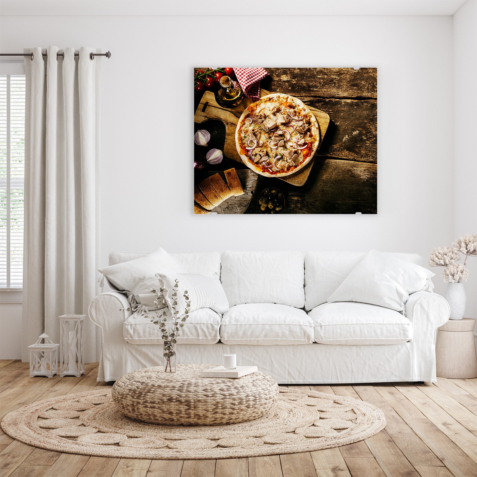 Wandbild - Pizza auf Holztisch