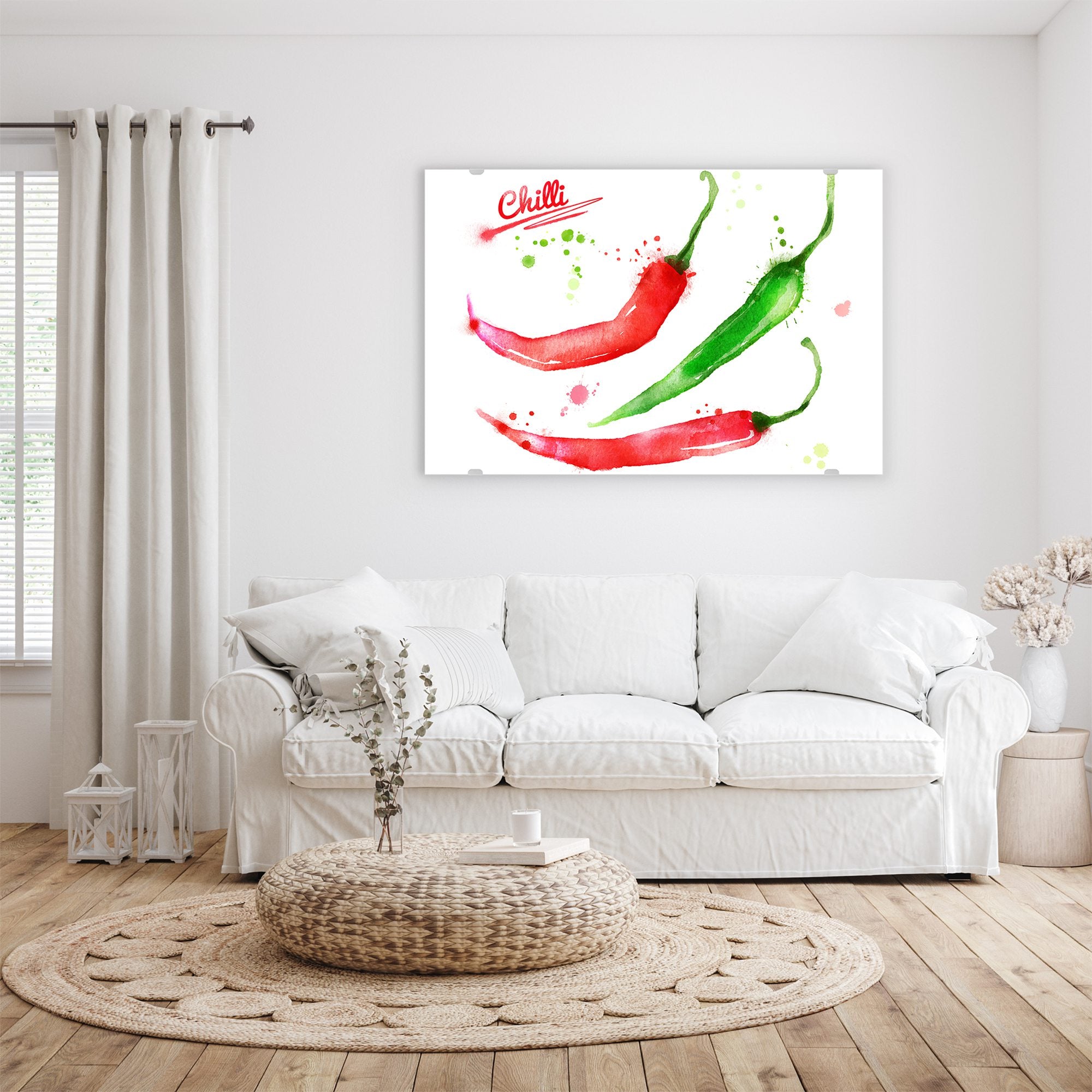 Wandbild - Aquarell mit Chilis