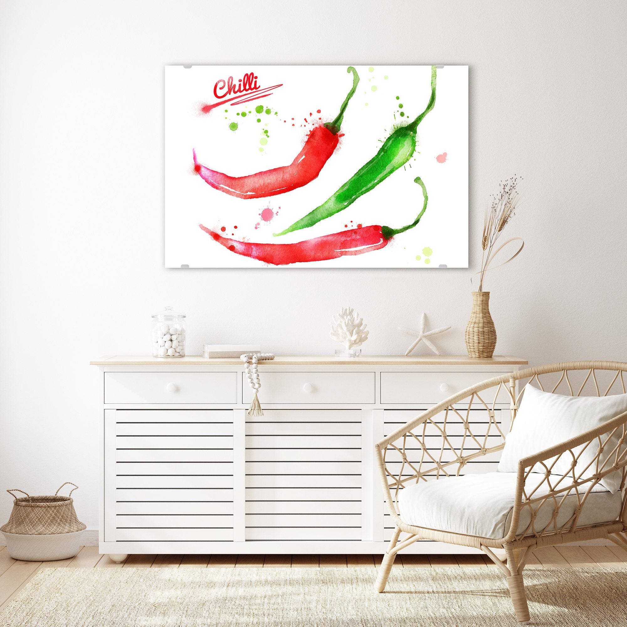 Wandbild - Aquarell mit Chilis