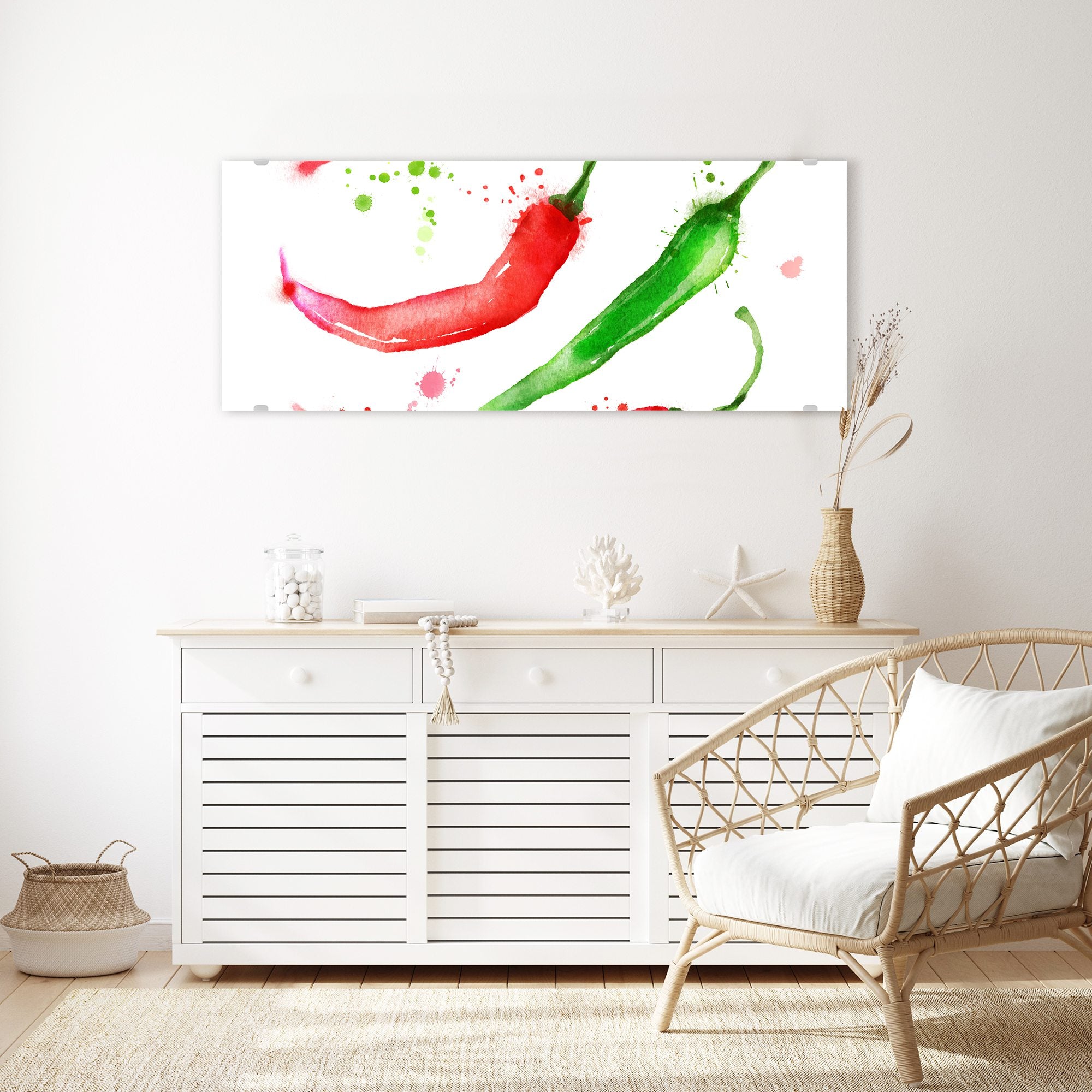 Wandbild - Aquarell mit Chilis