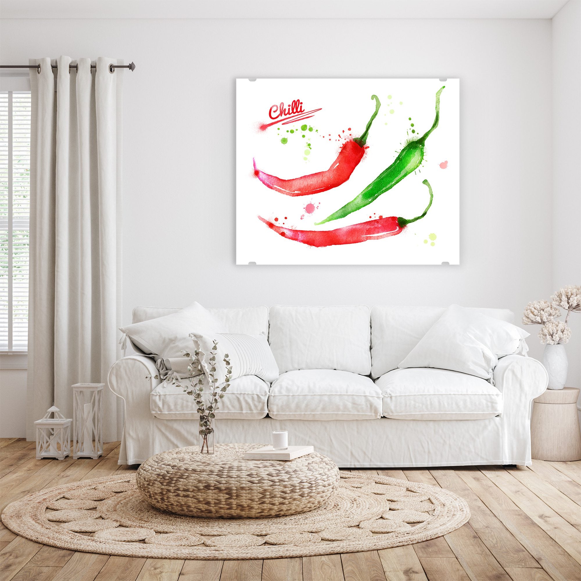 Wandbild - Aquarell mit Chilis